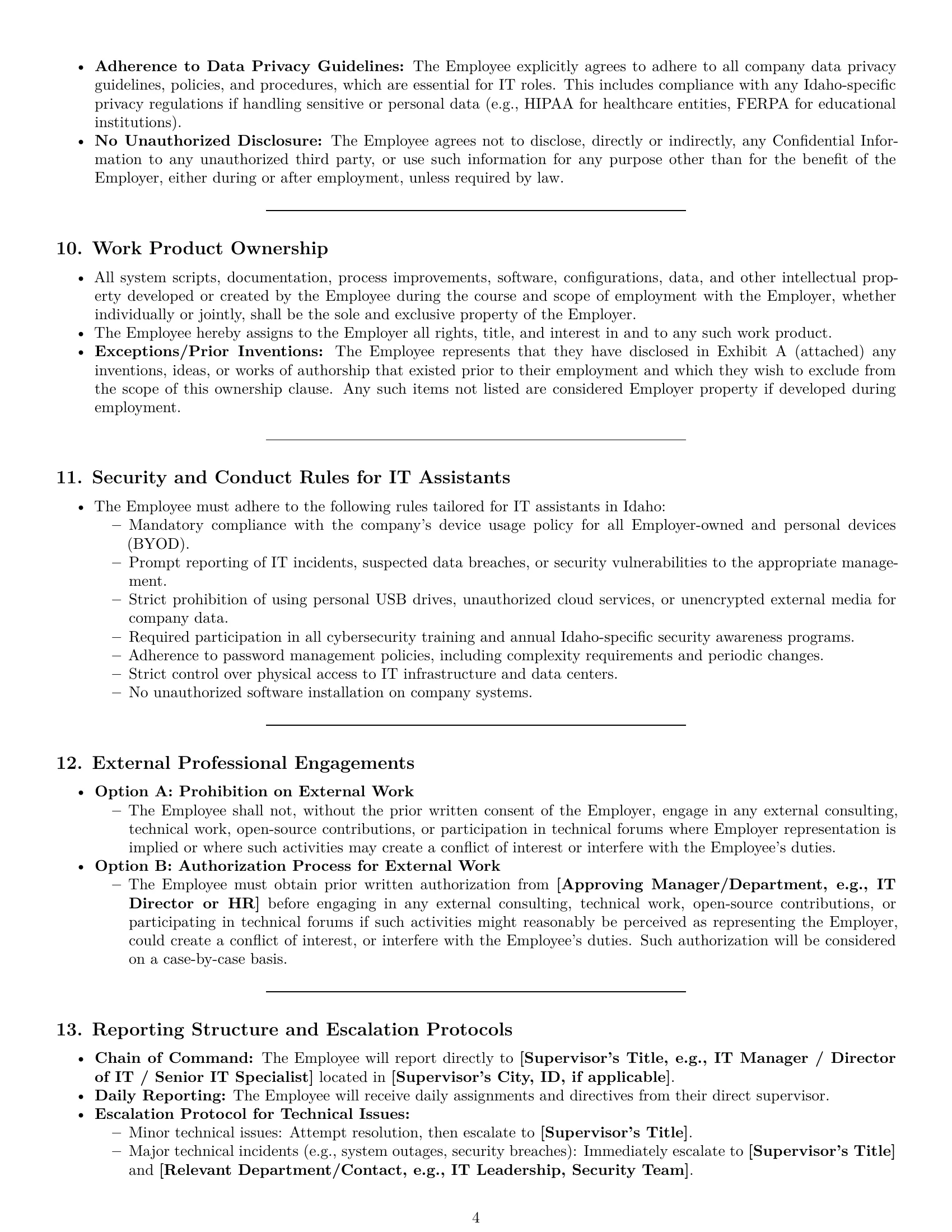 Preview page 4 of Pro Idaho IT assistant employment contract template