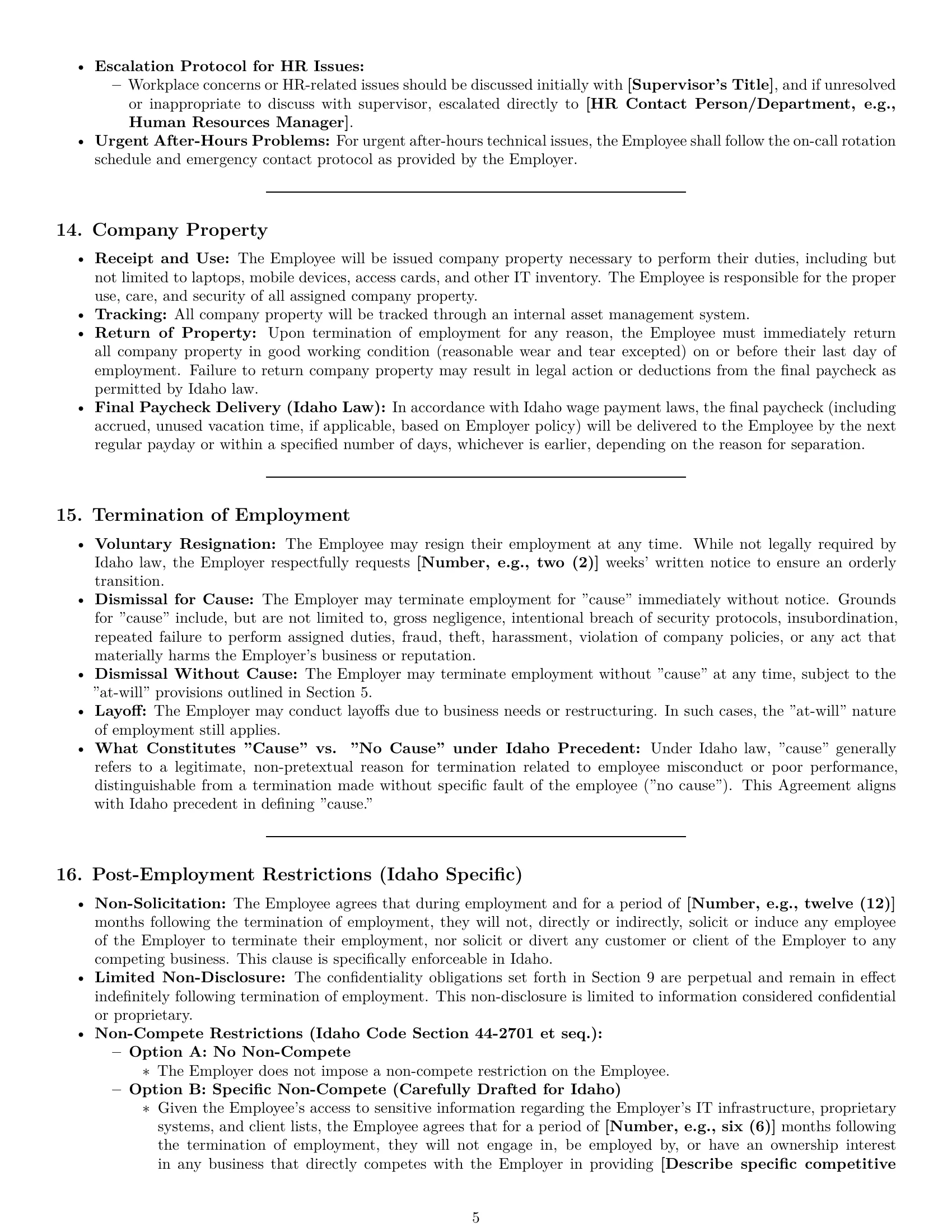 Preview page 5 of Pro Idaho IT assistant employment contract template