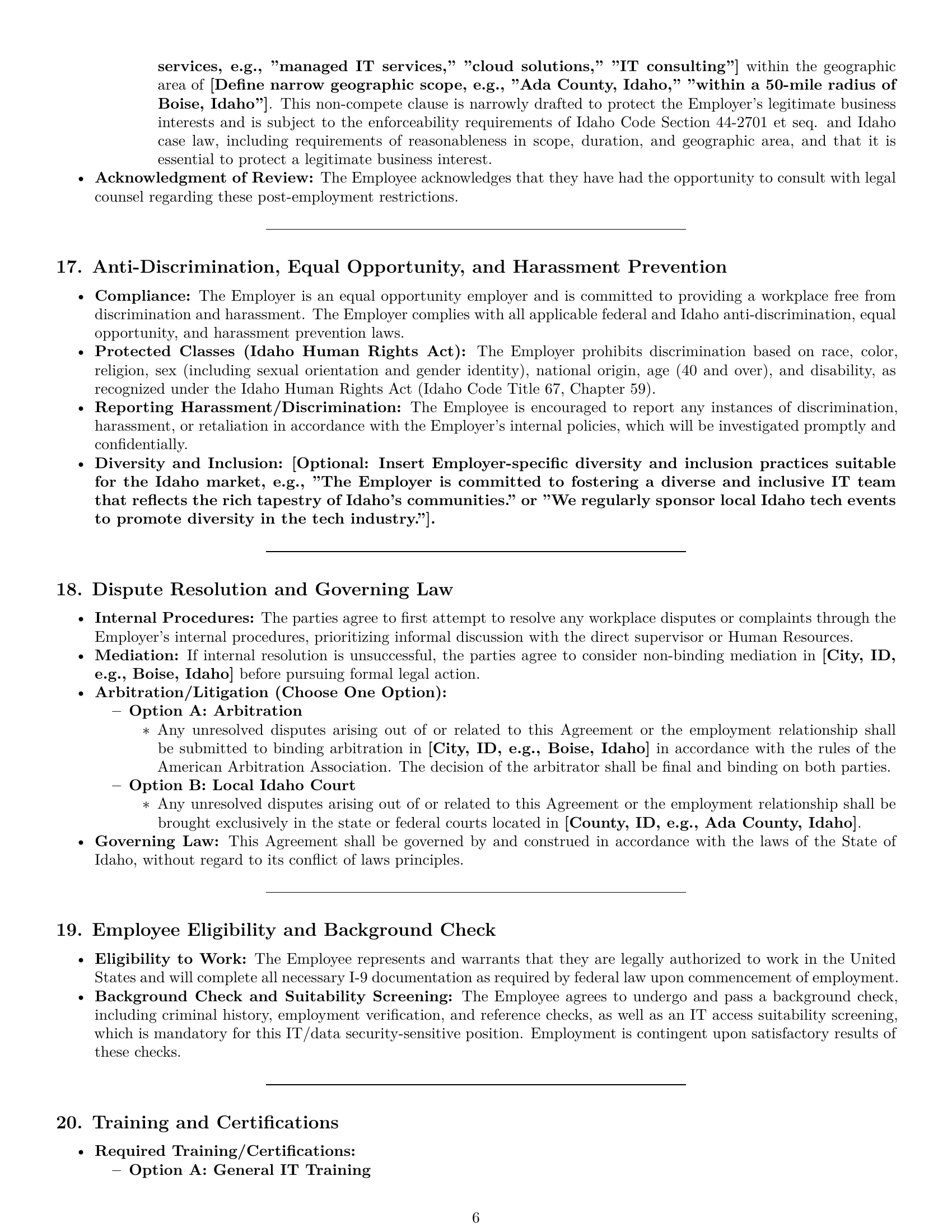 Preview page 6 of Pro Idaho IT assistant employment contract template