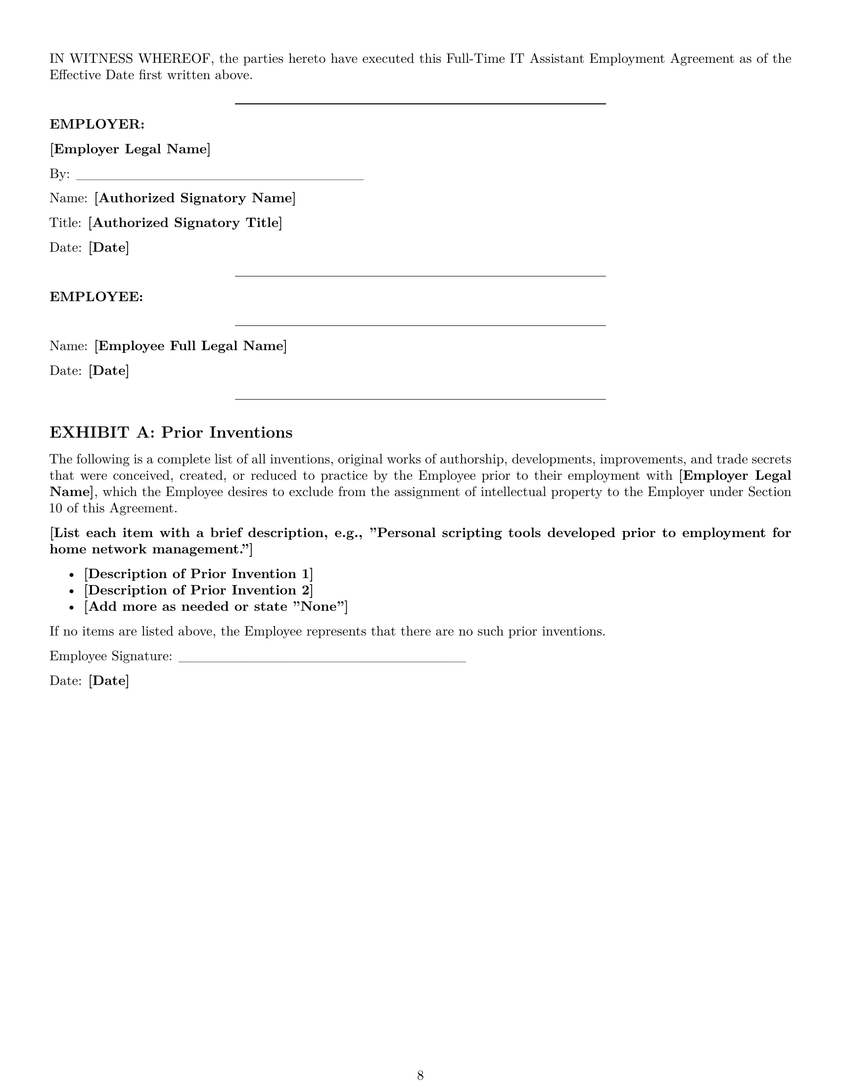 Preview page 8 of Pro Idaho IT assistant employment contract template