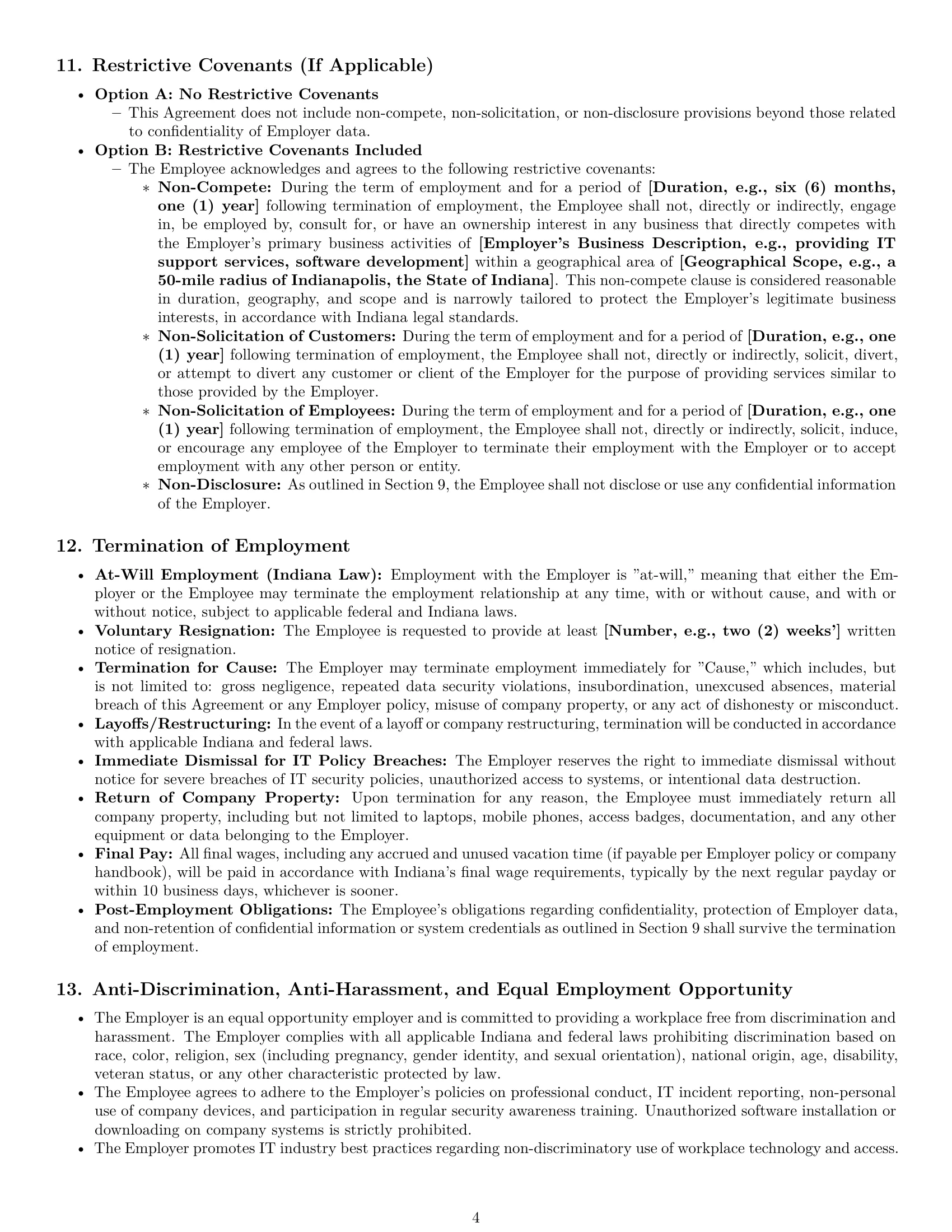Preview page 4 of Pro Indiana IT assistant employment contract template