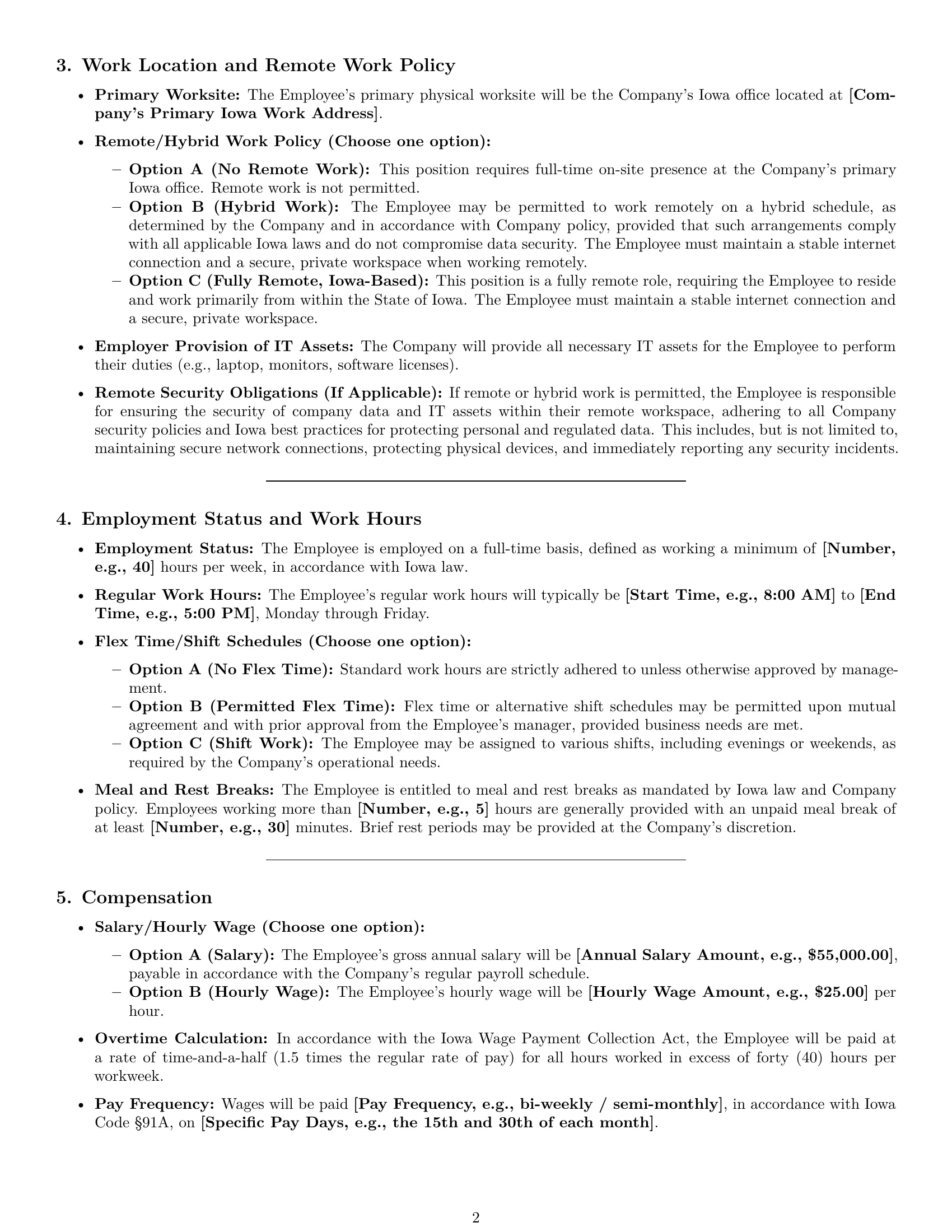 Preview page 2 of Pro Iowa IT assistant employment contract template