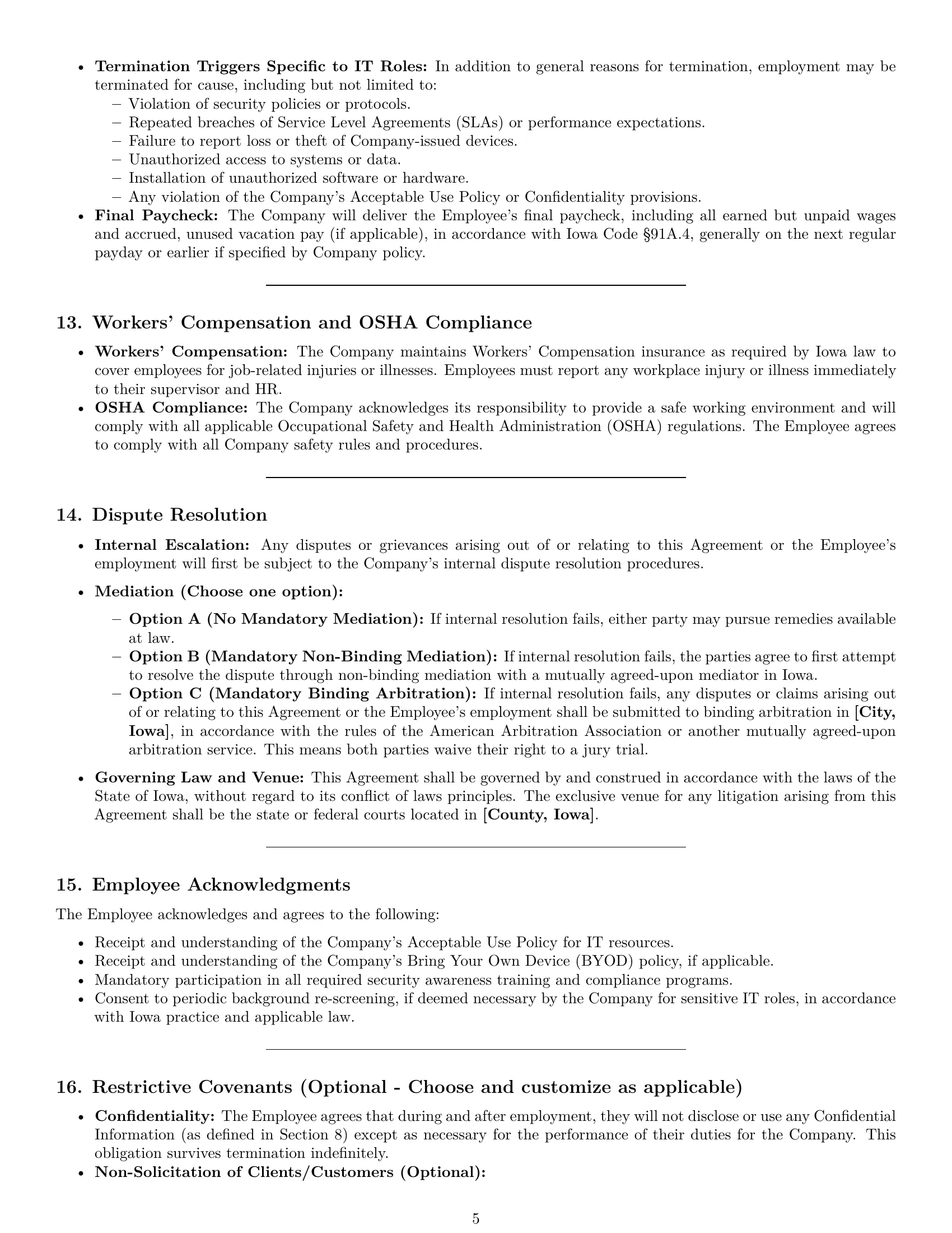 Preview page 5 of Pro Iowa IT assistant employment contract template