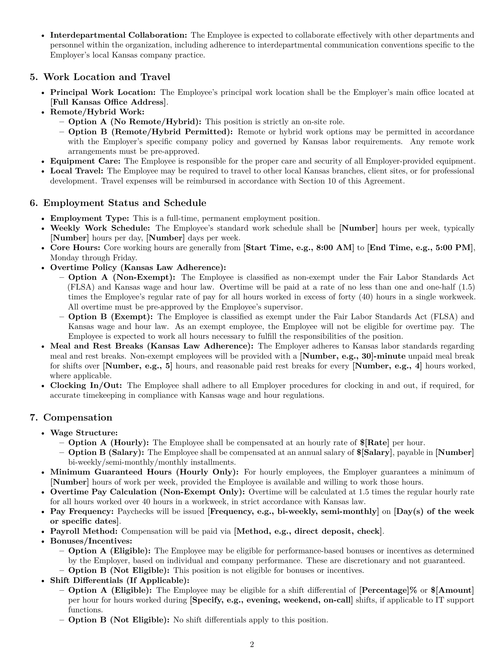 Preview page 2 of Pro Kansas IT assistant employment contract template