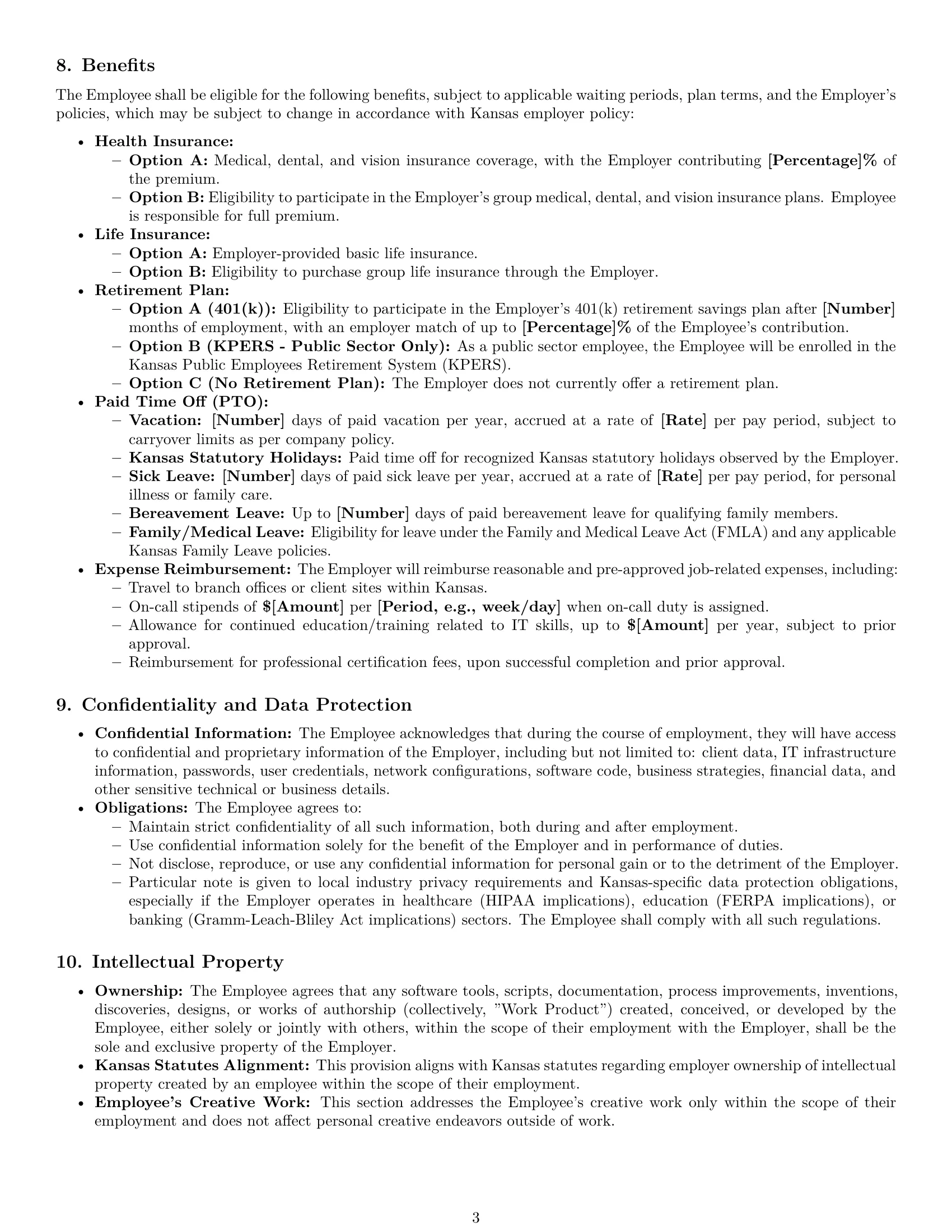 Preview page 3 of Pro Kansas IT assistant employment contract template