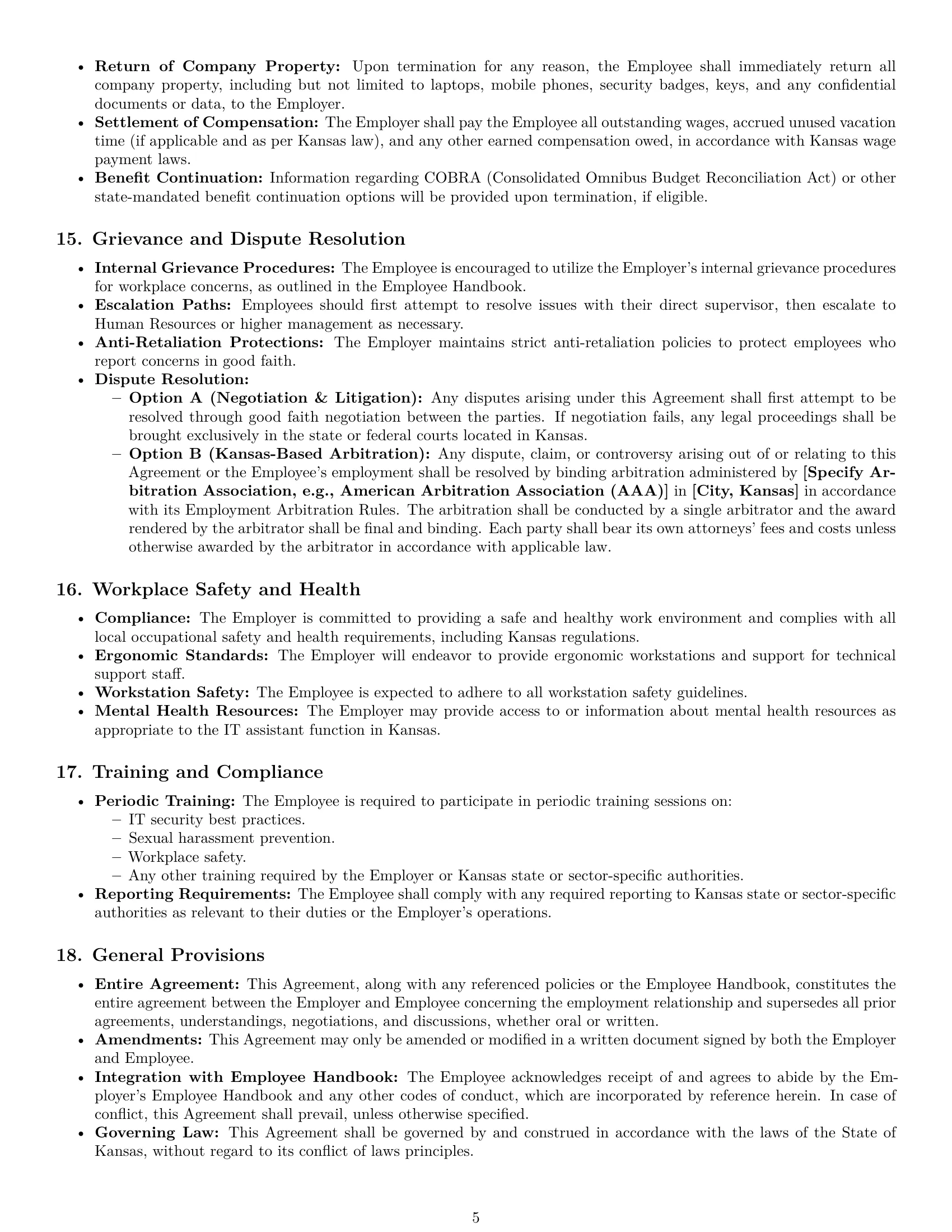 Preview page 5 of Pro Kansas IT assistant employment contract template
