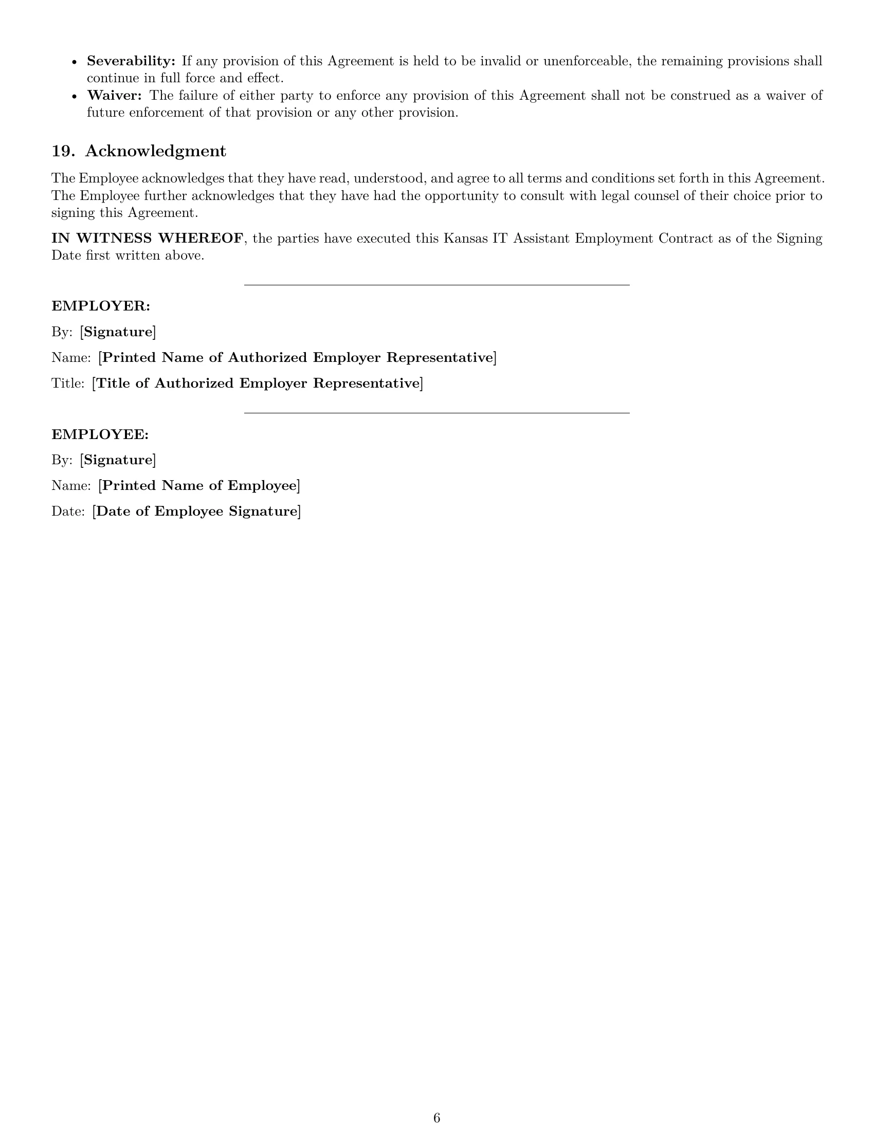 Preview page 6 of Pro Kansas IT assistant employment contract template