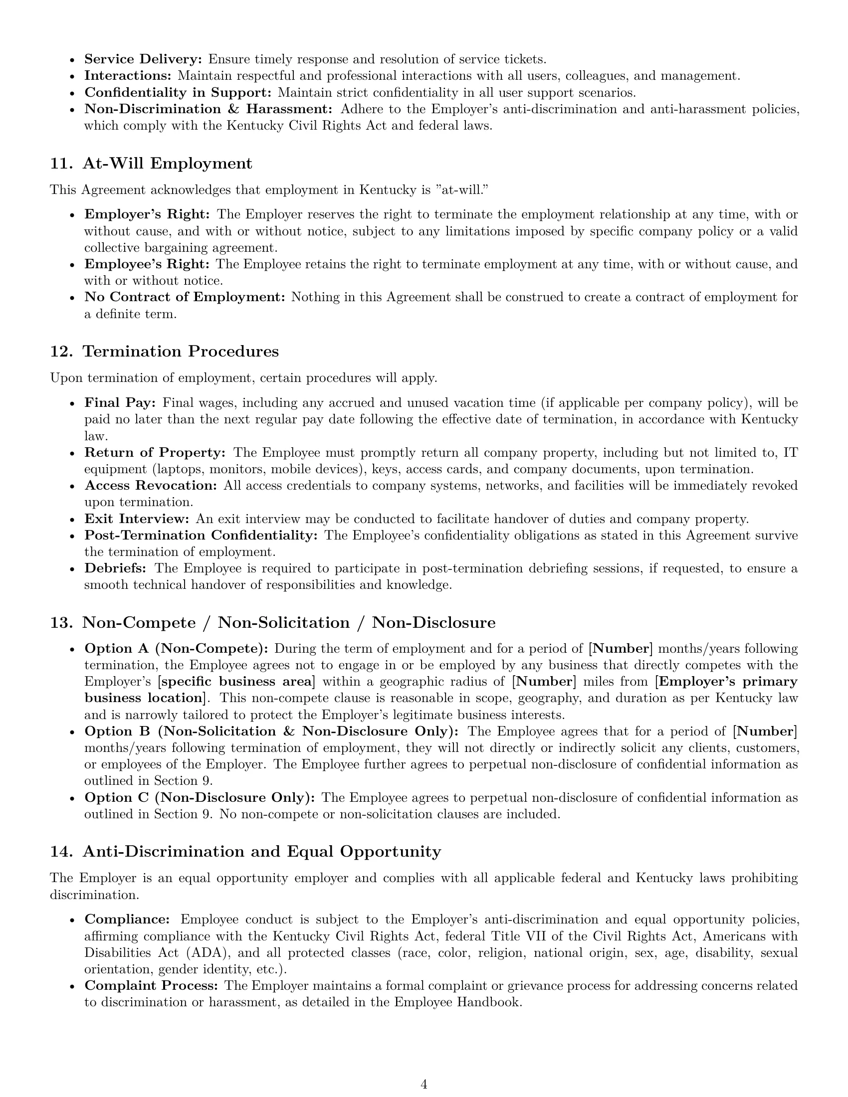 Preview page 4 of Pro Kentucky IT assistant employment contract template