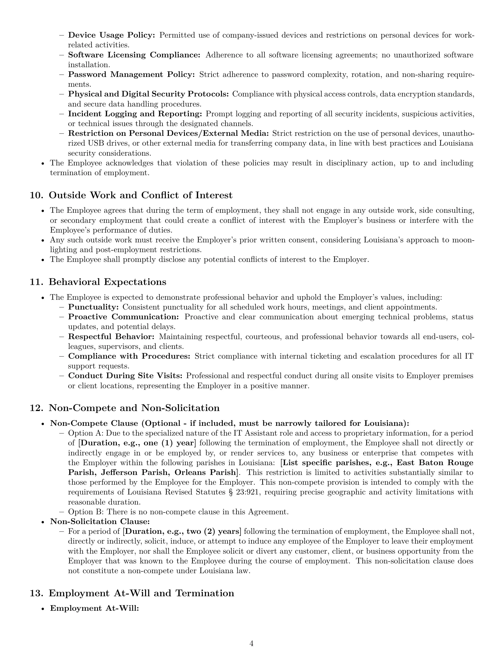 Preview page 4 of Pro Louisiana IT assistant employment contract template