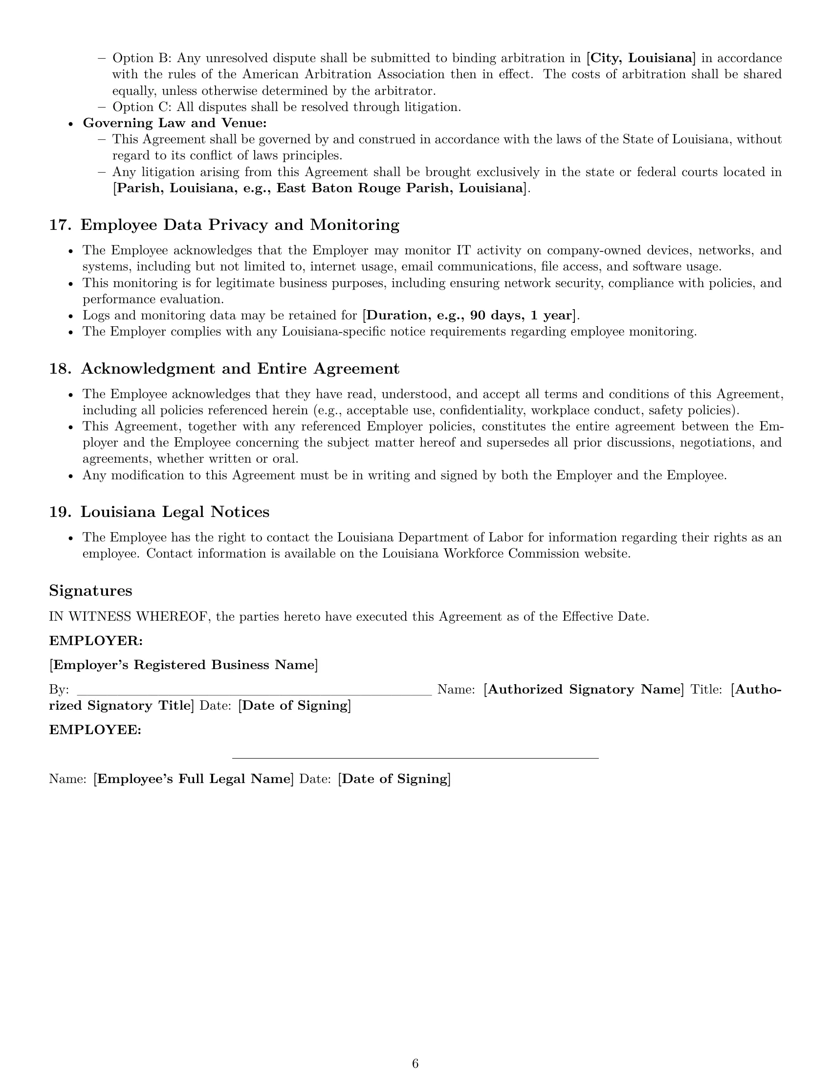 Preview page 6 of Pro Louisiana IT assistant employment contract template