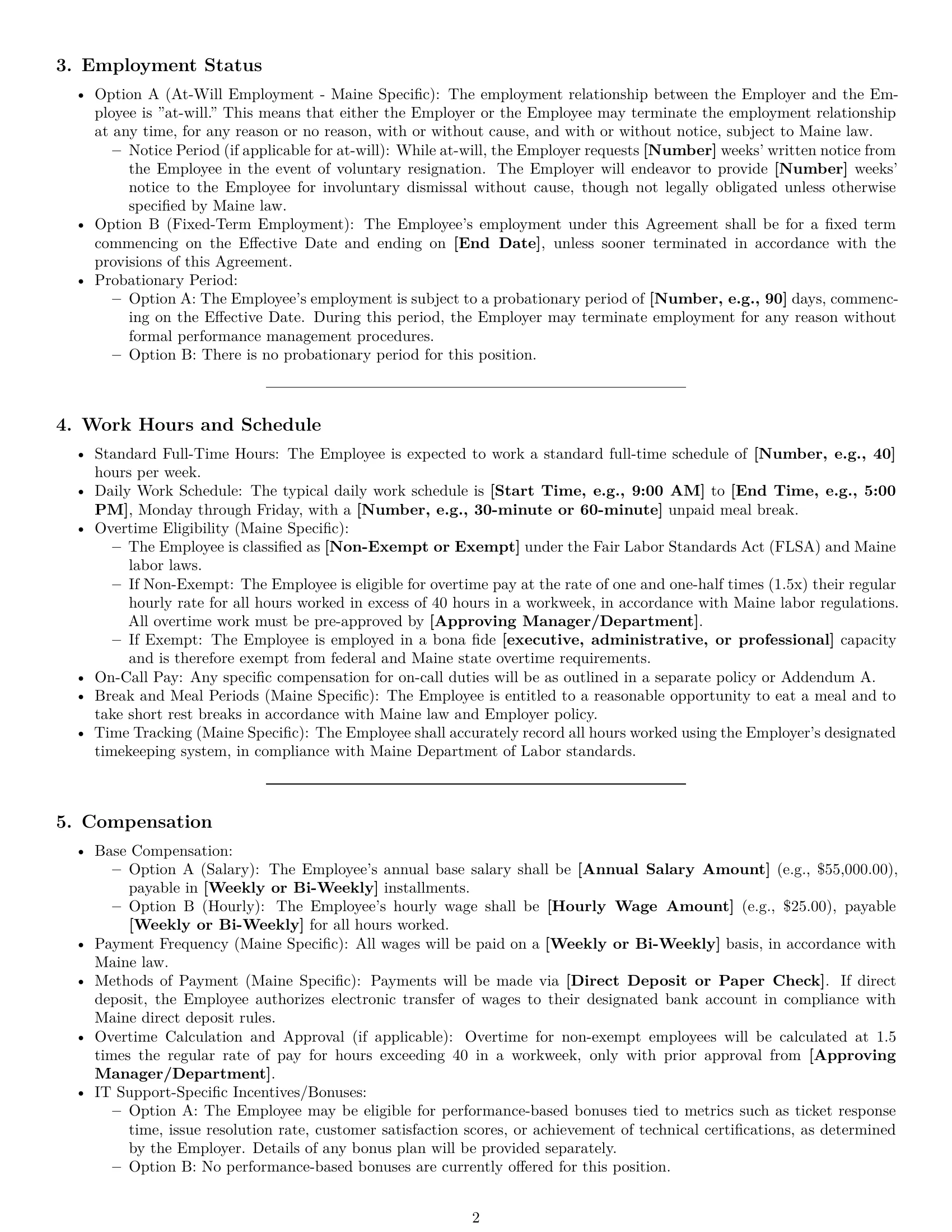 Preview page 2 of Pro Maine IT assistant employment contract template