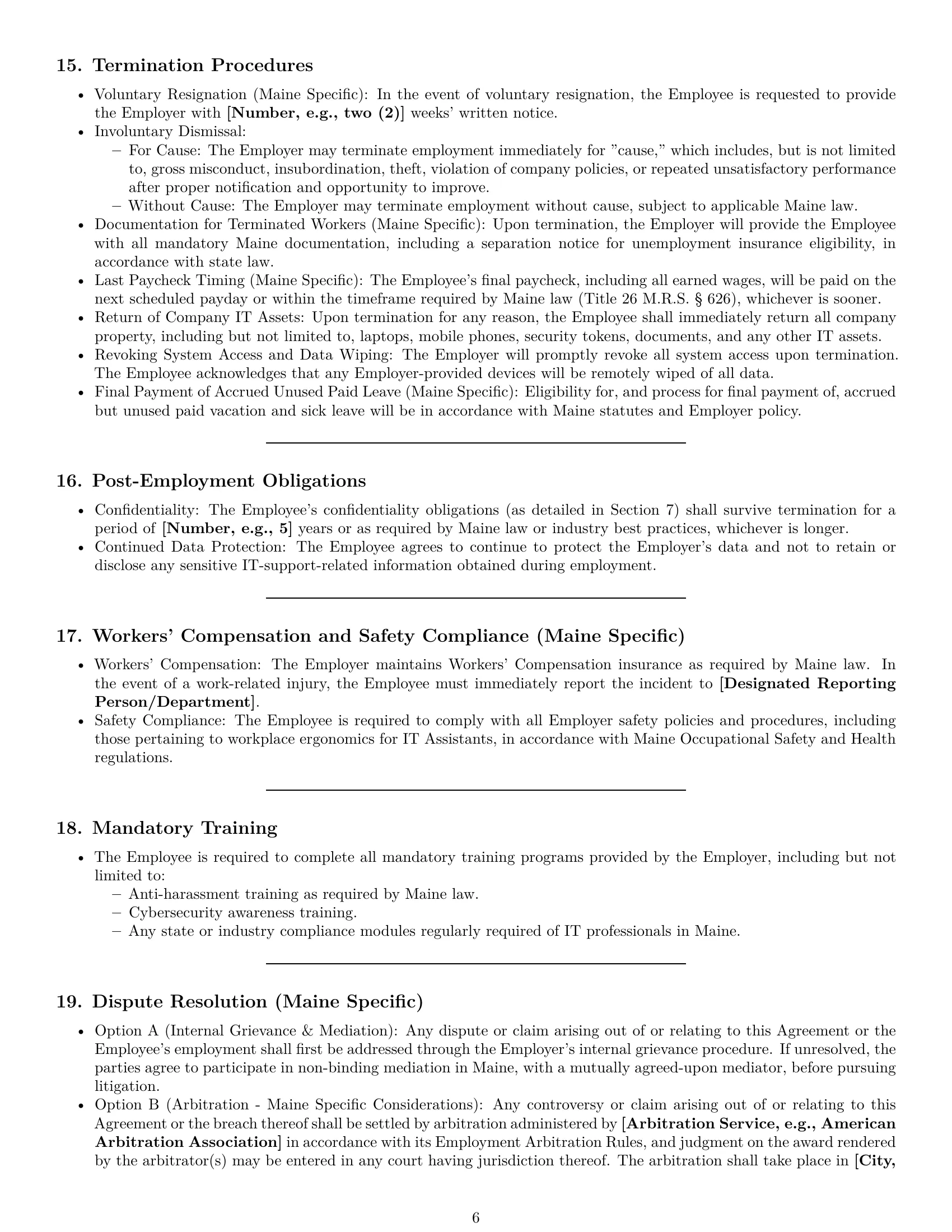 Preview page 6 of Pro Maine IT assistant employment contract template