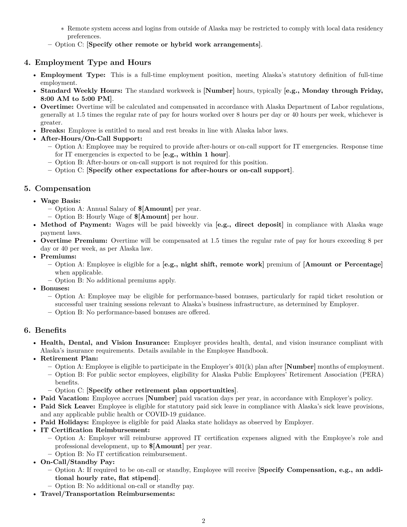 Preview page 2 of Pro Alaska IT assistant employment contract template
