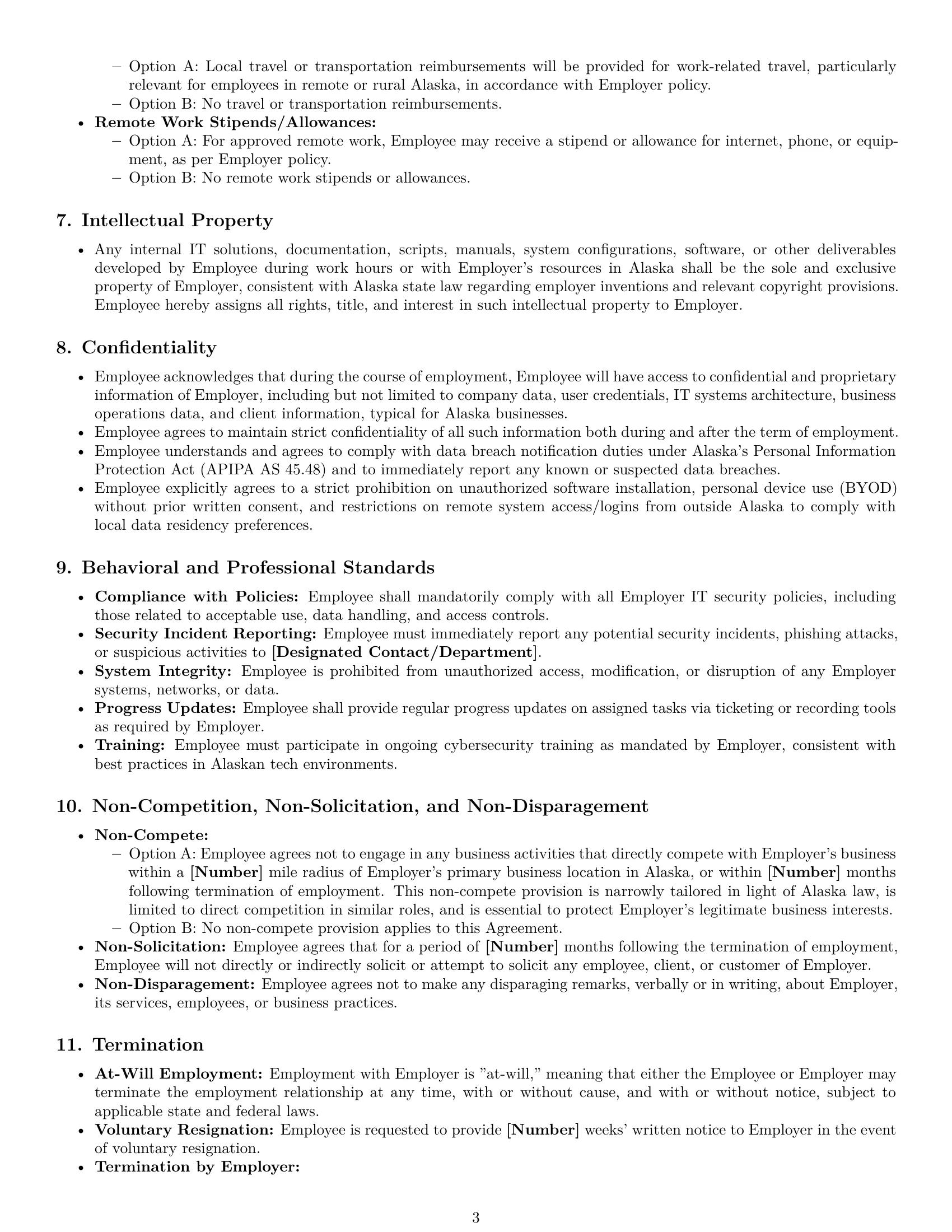 Preview page 3 of Pro Alaska IT assistant employment contract template