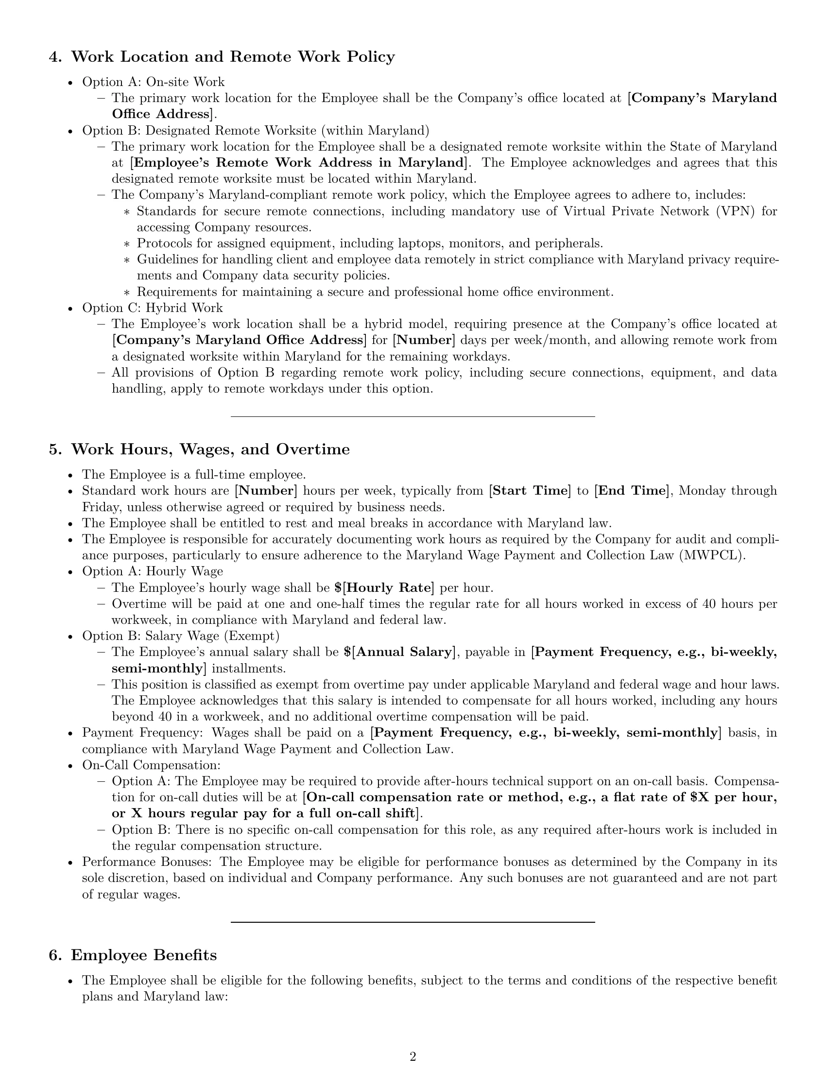 Preview page 2 of Pro Maryland IT assistant employment contract template