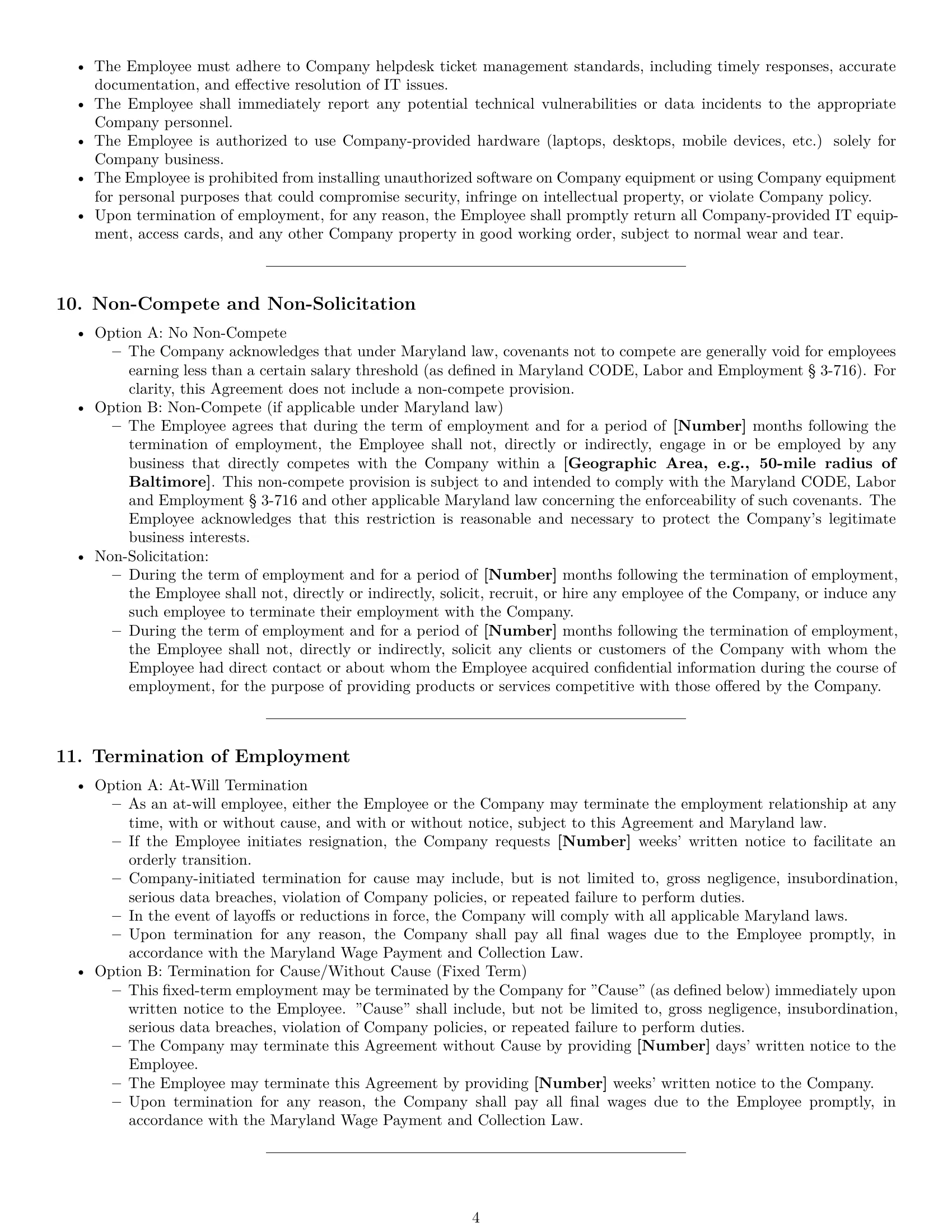 Preview page 4 of Pro Maryland IT assistant employment contract template