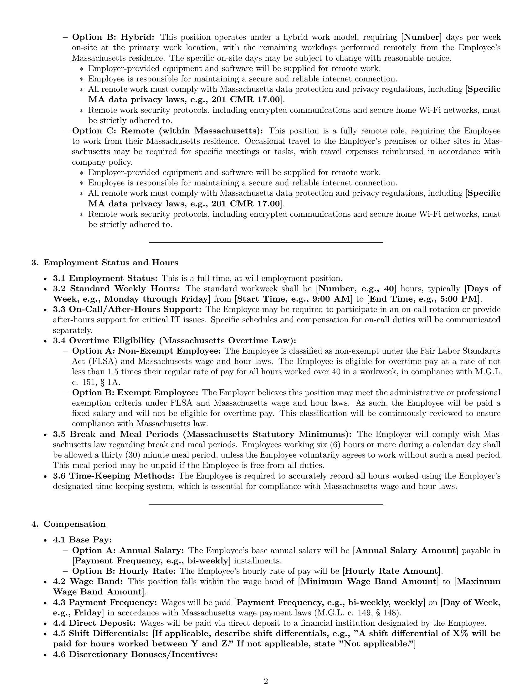 Preview page 2 of Pro Massachusetts IT assistant employment contract template