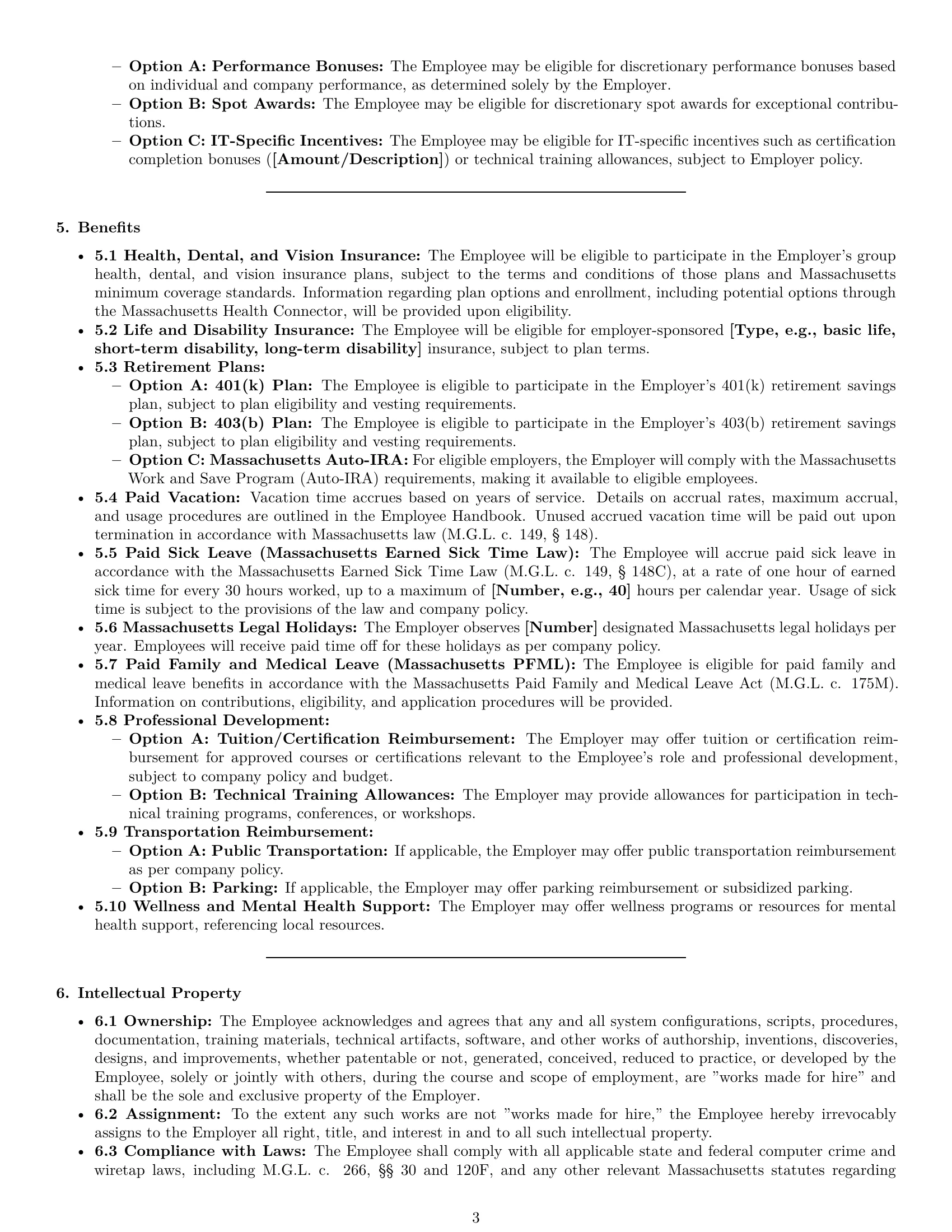 Preview page 3 of Pro Massachusetts IT assistant employment contract template