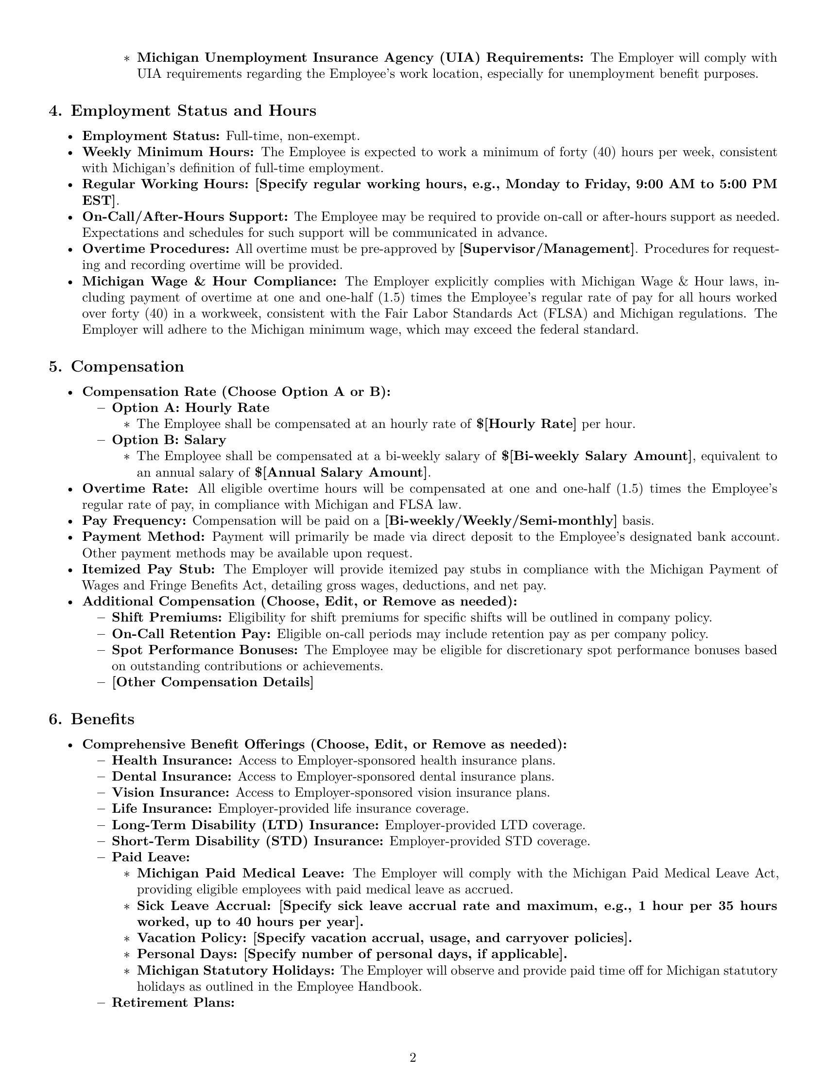 Preview page 2 of Pro Michigan IT assistant employment contract template