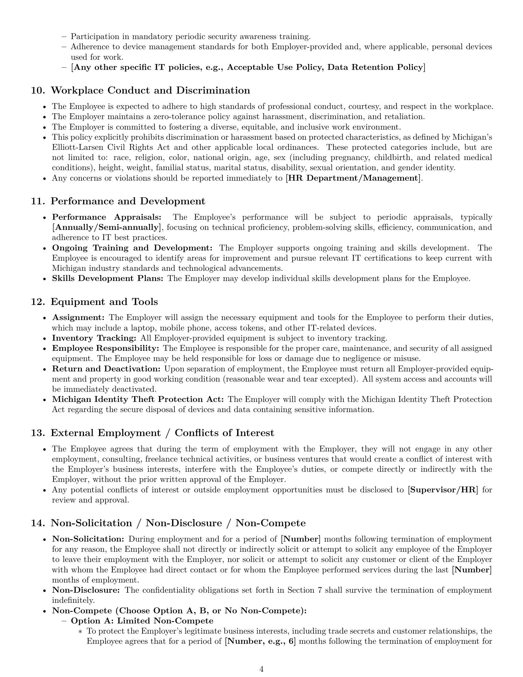 Preview page 4 of Pro Michigan IT assistant employment contract template