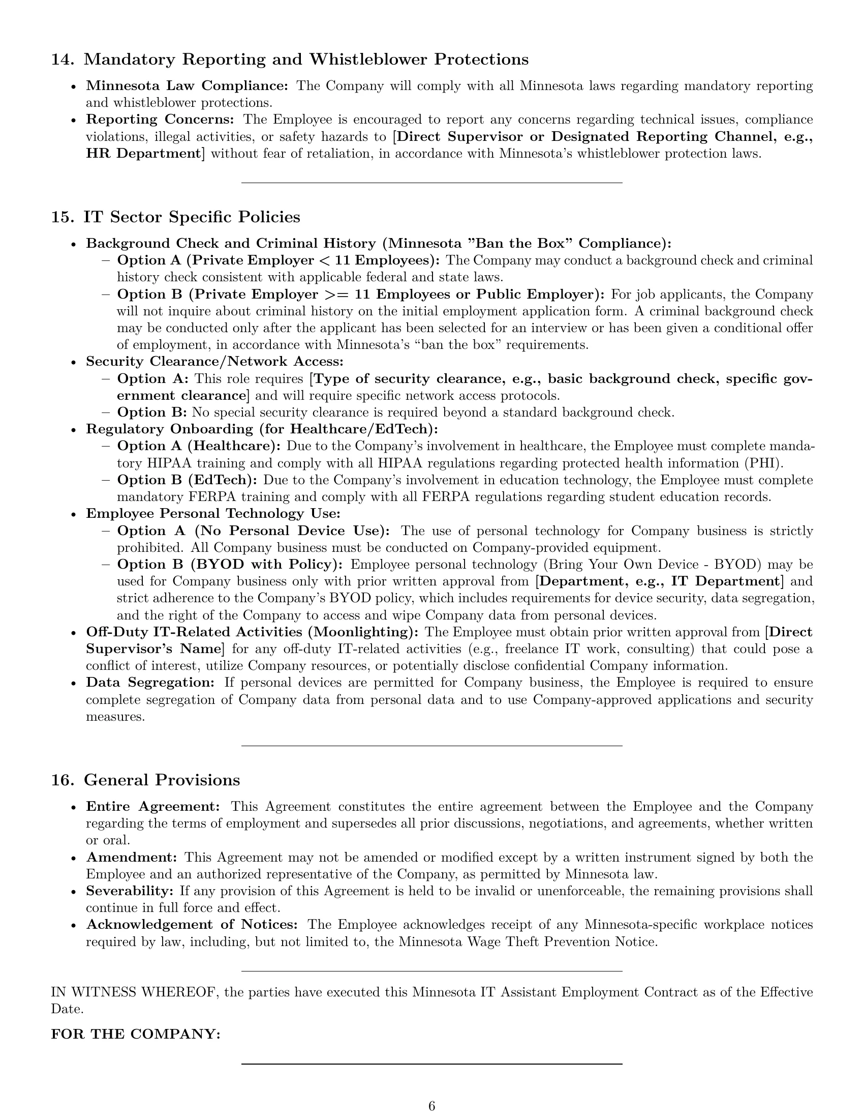 Preview page 6 of Pro Minnesota IT assistant employment contract template