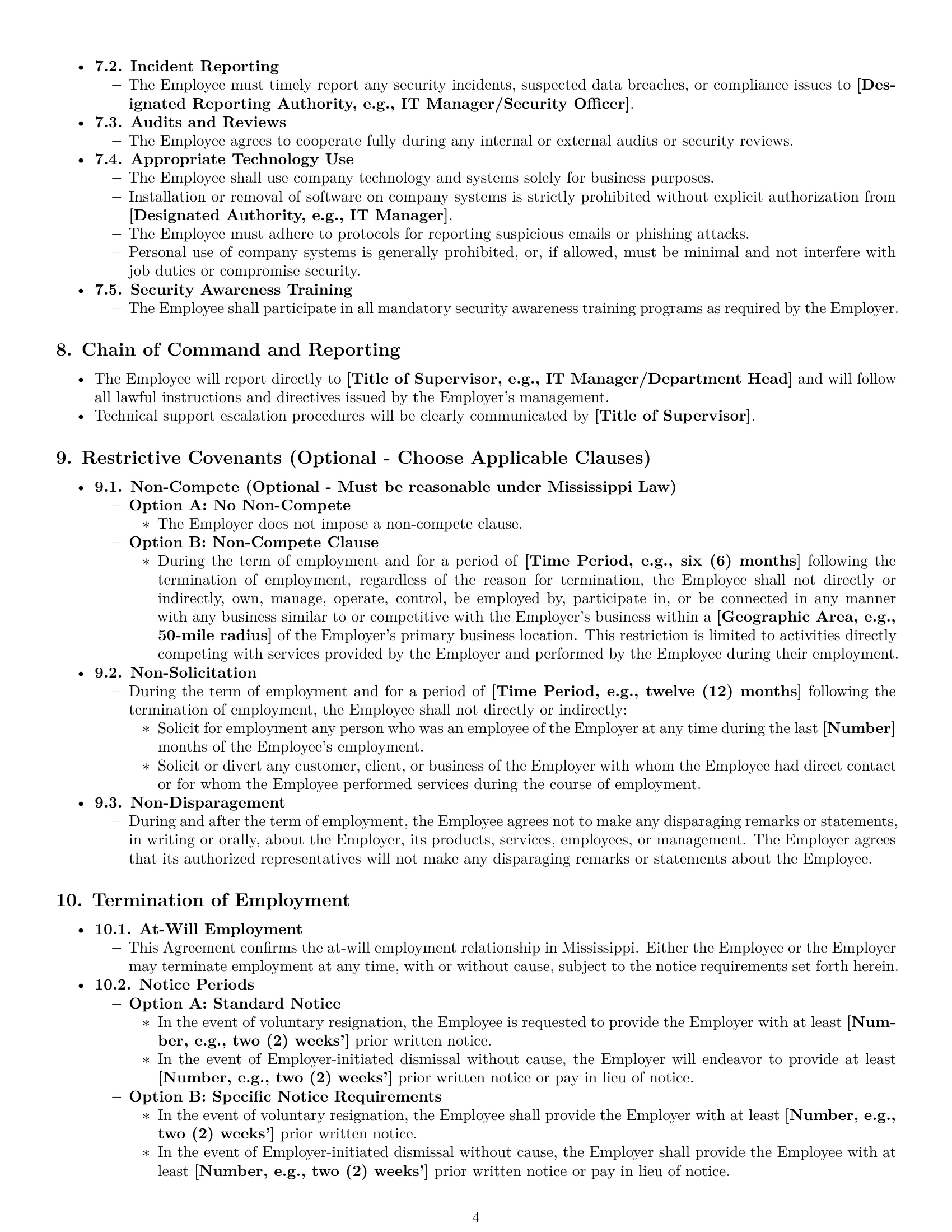 Preview page 4 of Pro Mississippi IT assistant employment contract template