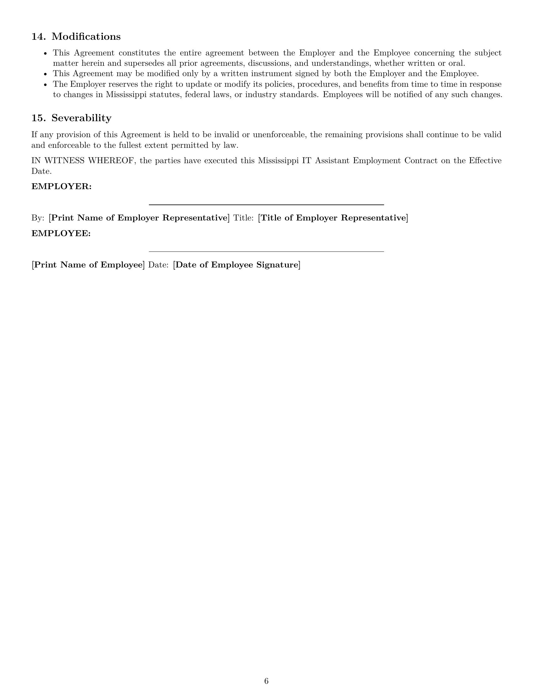 Preview page 6 of Pro Mississippi IT assistant employment contract template
