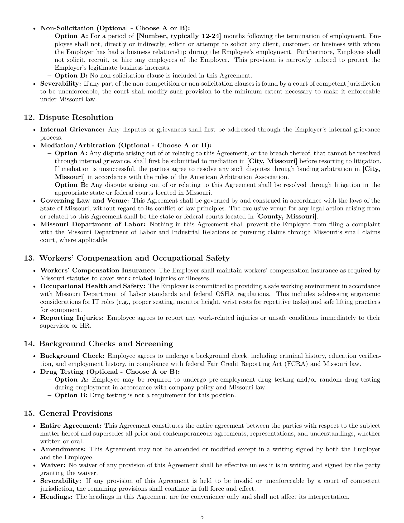 Preview page 5 of Pro Missouri IT assistant employment contract template