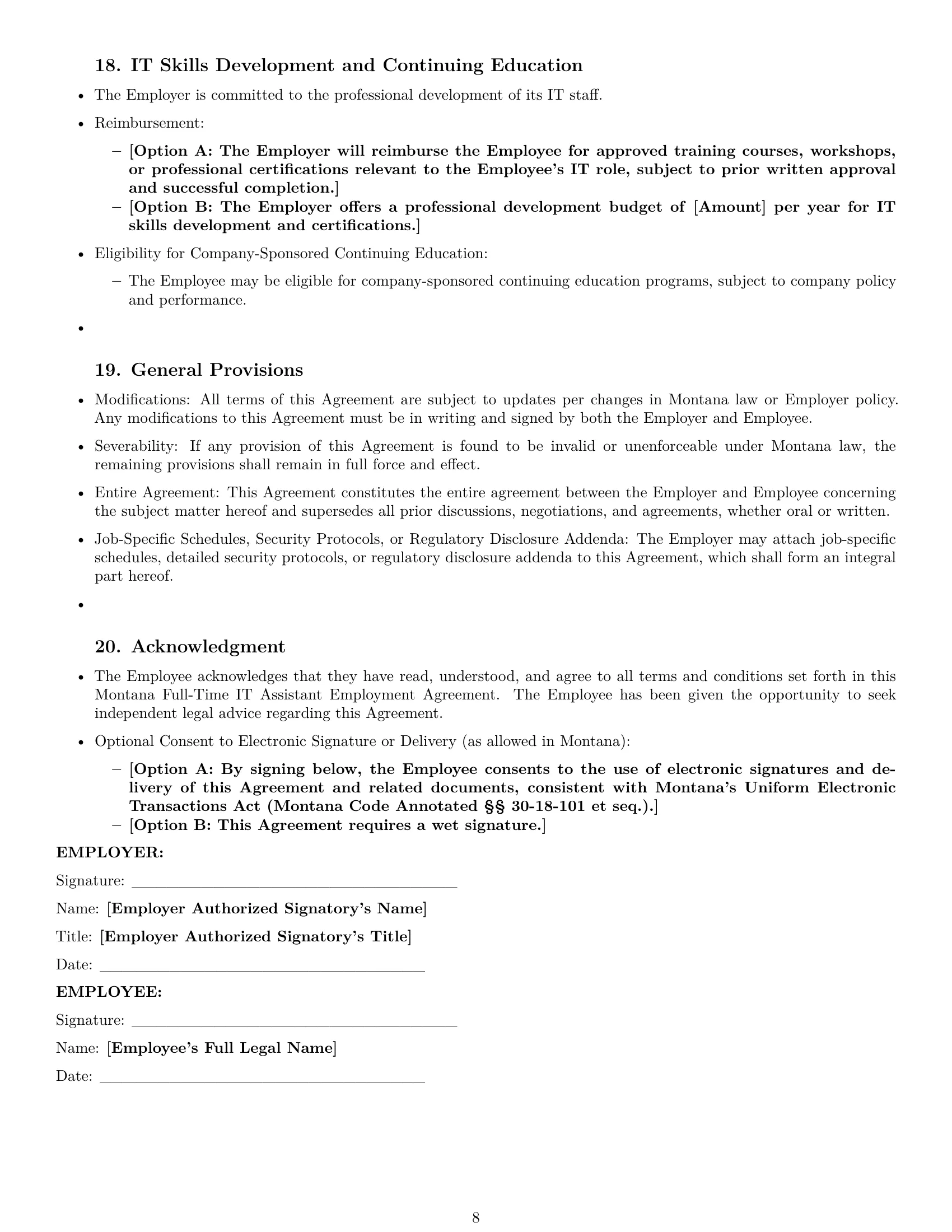 Preview page 8 of Pro Montana IT assistant employment contract template