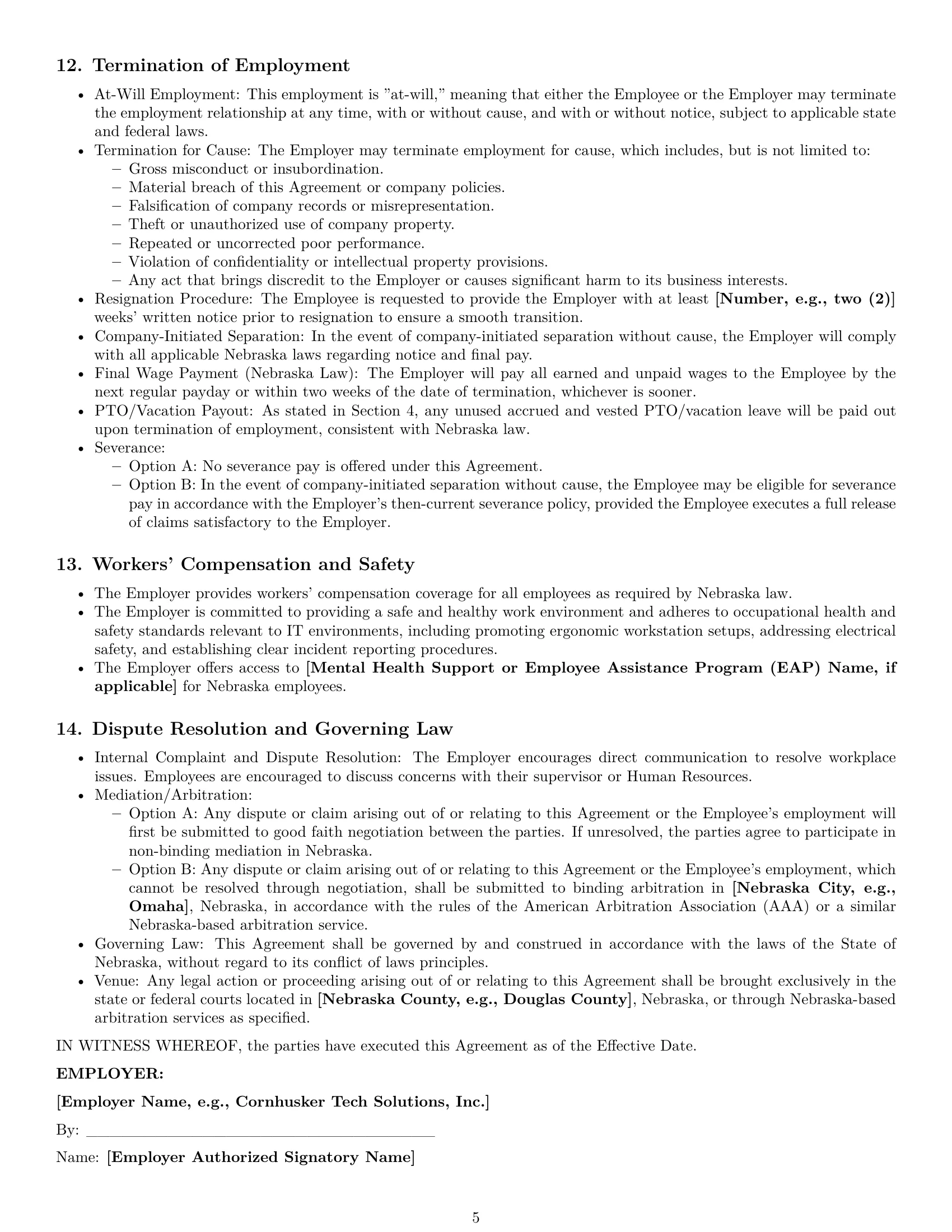 Preview page 5 of Pro Nebraska IT assistant employment contract template