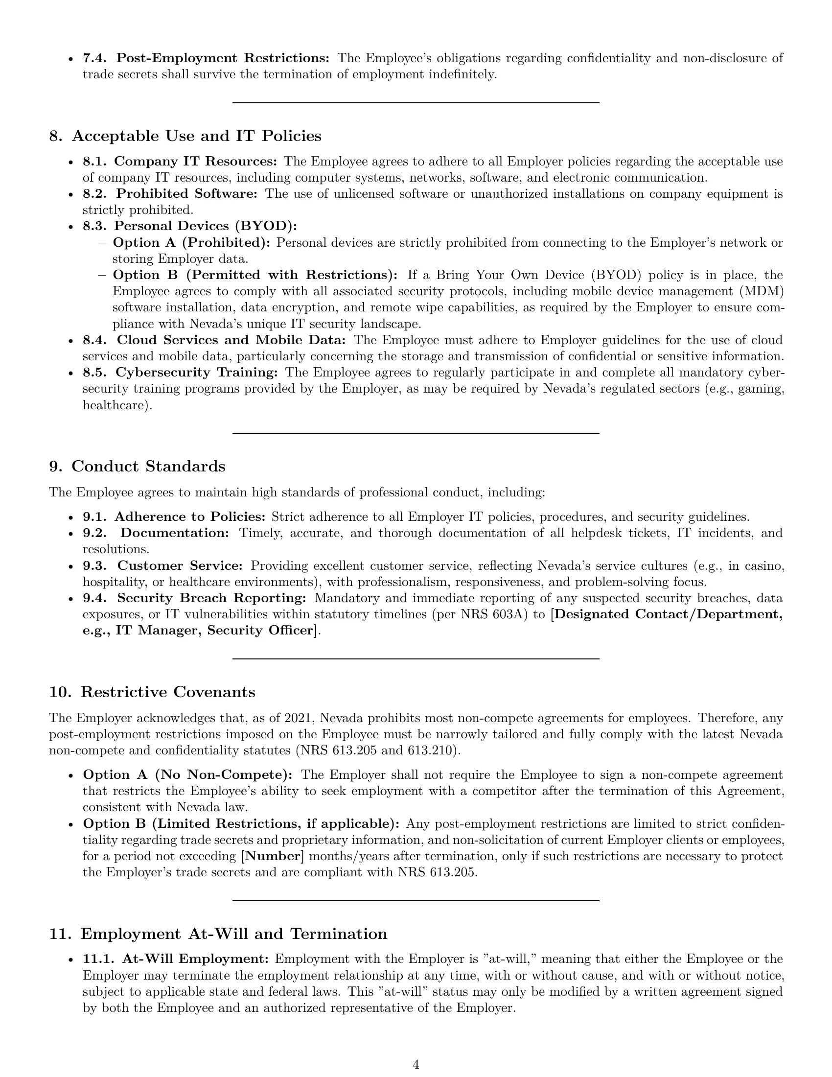 Preview page 4 of Pro Nevada IT assistant employment contract template