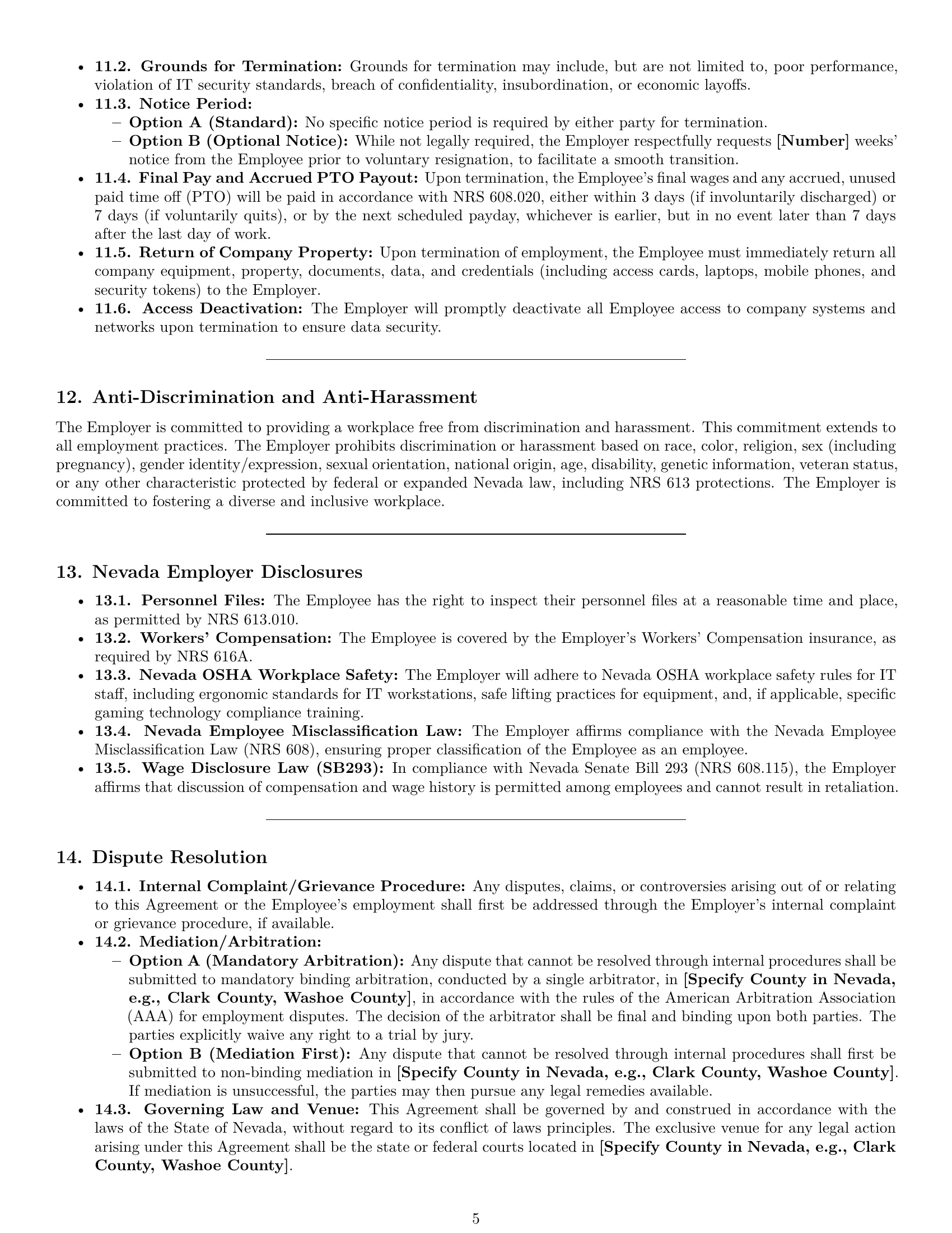 Preview page 5 of Pro Nevada IT assistant employment contract template