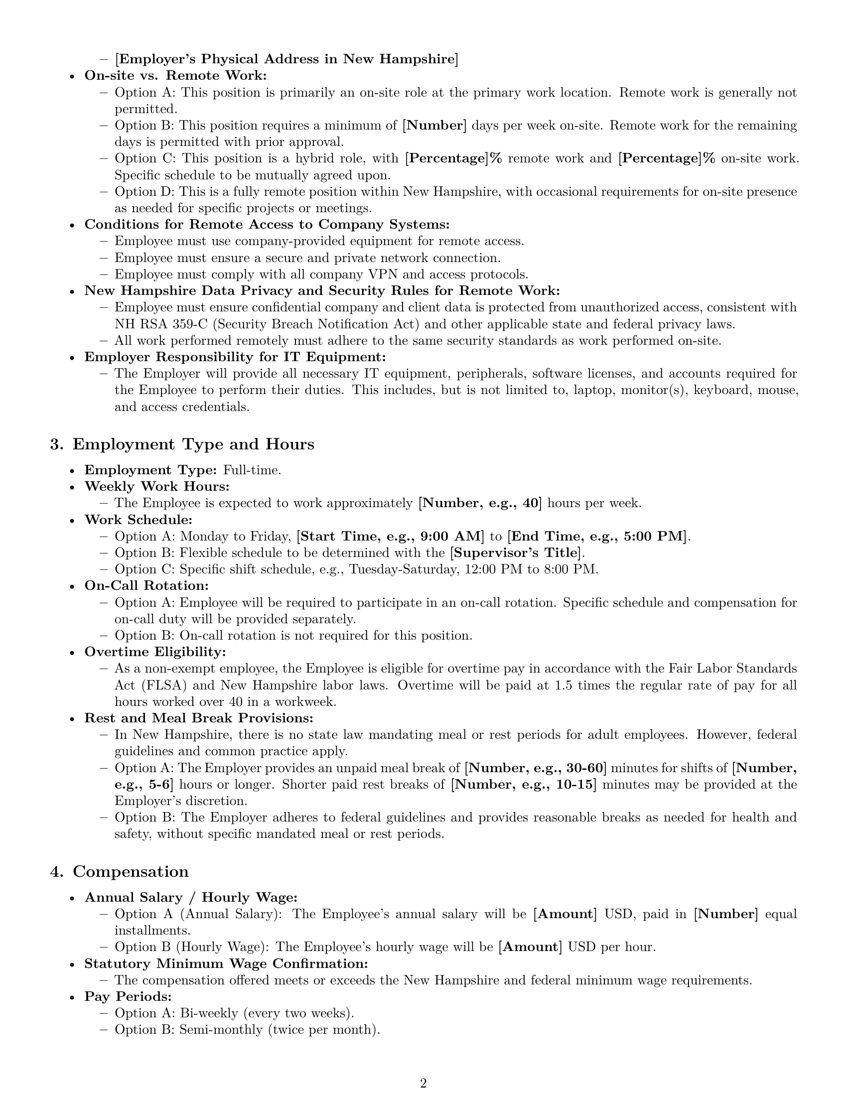 Preview page 2 of Pro New Hampshire IT assistant employment contract template