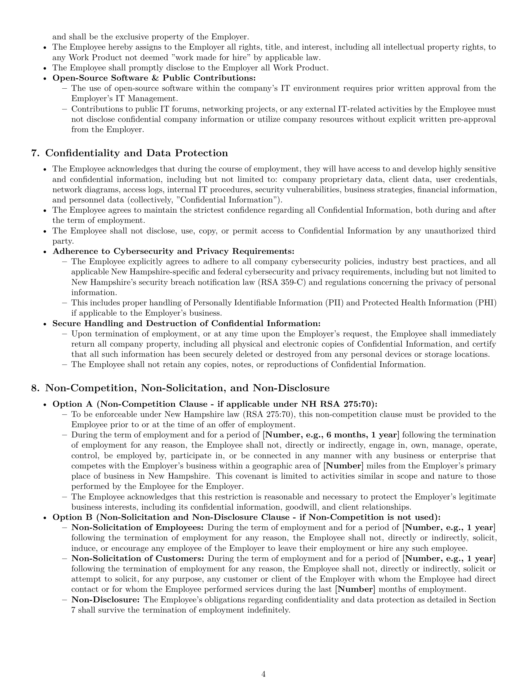 Preview page 4 of Pro New Hampshire IT assistant employment contract template