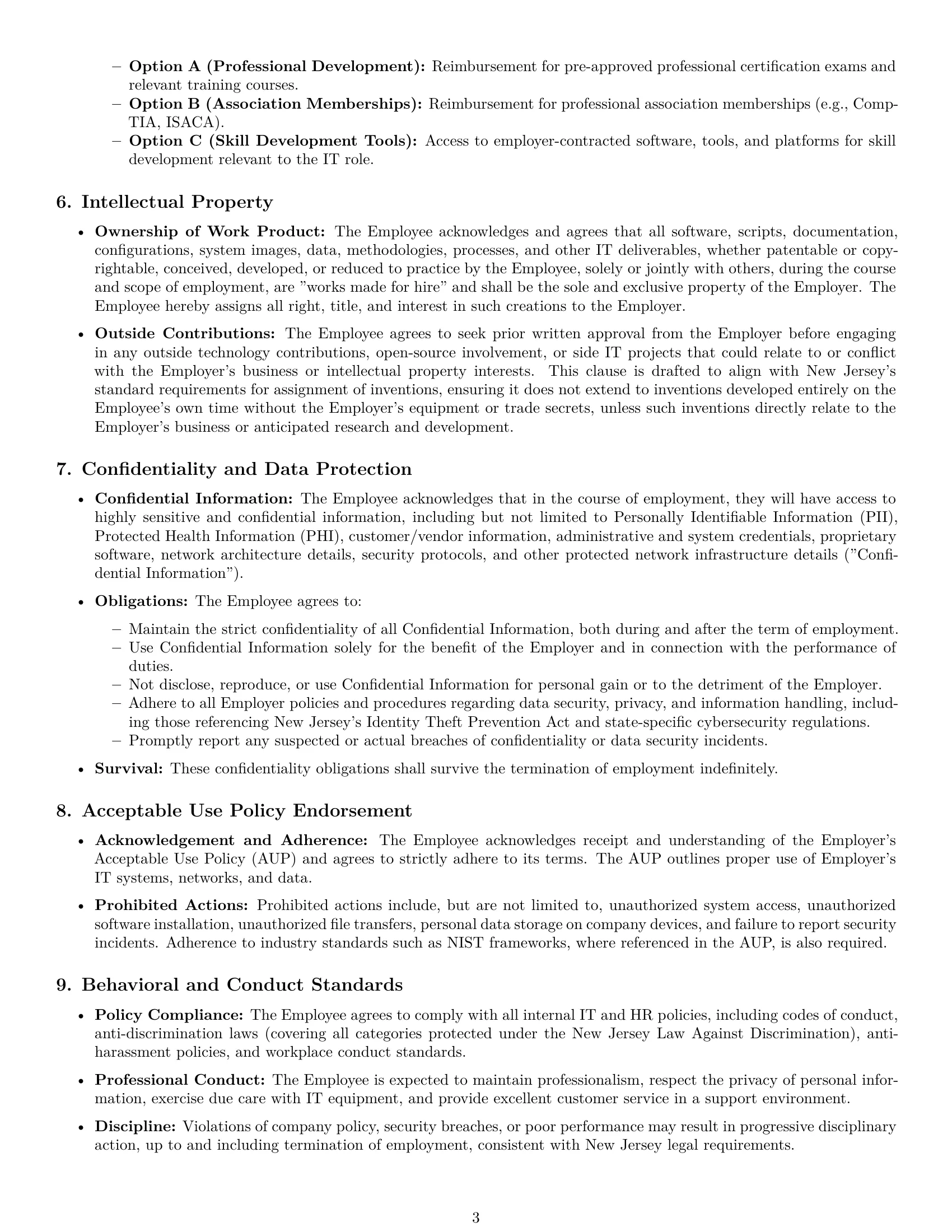 Preview page 3 of Pro New Jersey IT assistant employment contract template