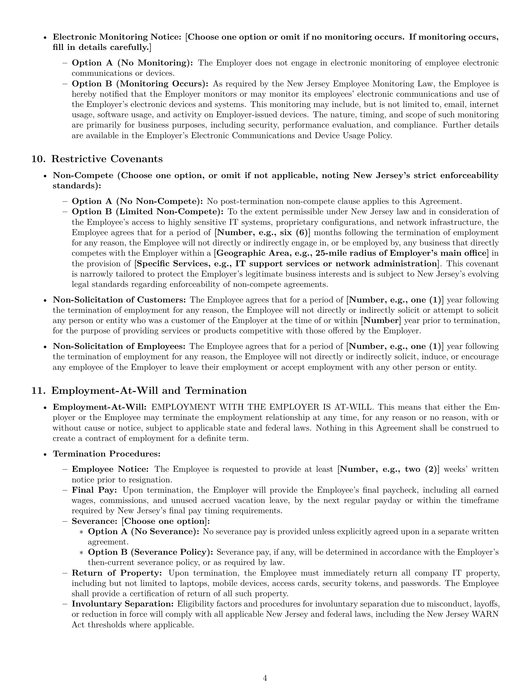 Preview page 4 of Pro New Jersey IT assistant employment contract template