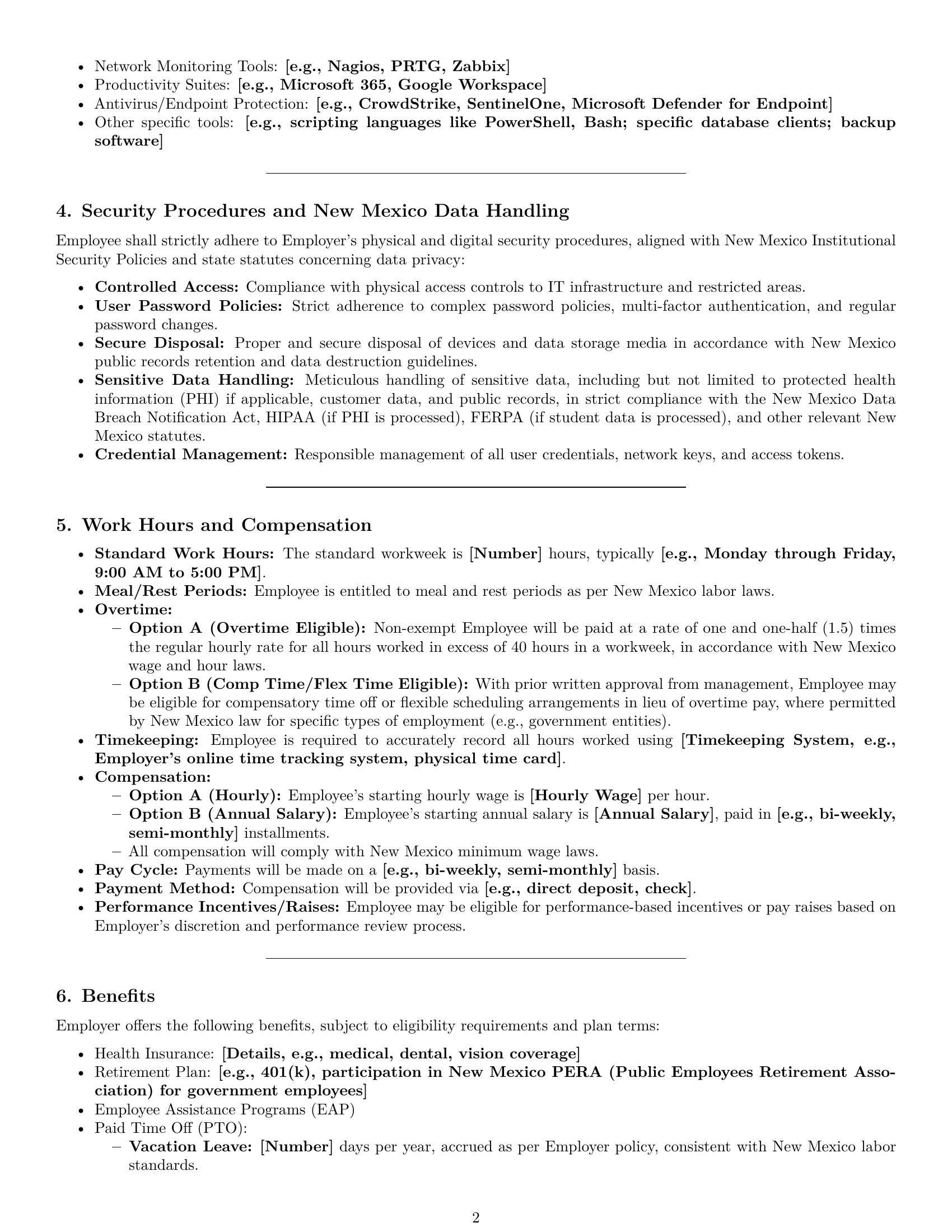 Preview page 2 of Pro New Mexico IT assistant employment contract template