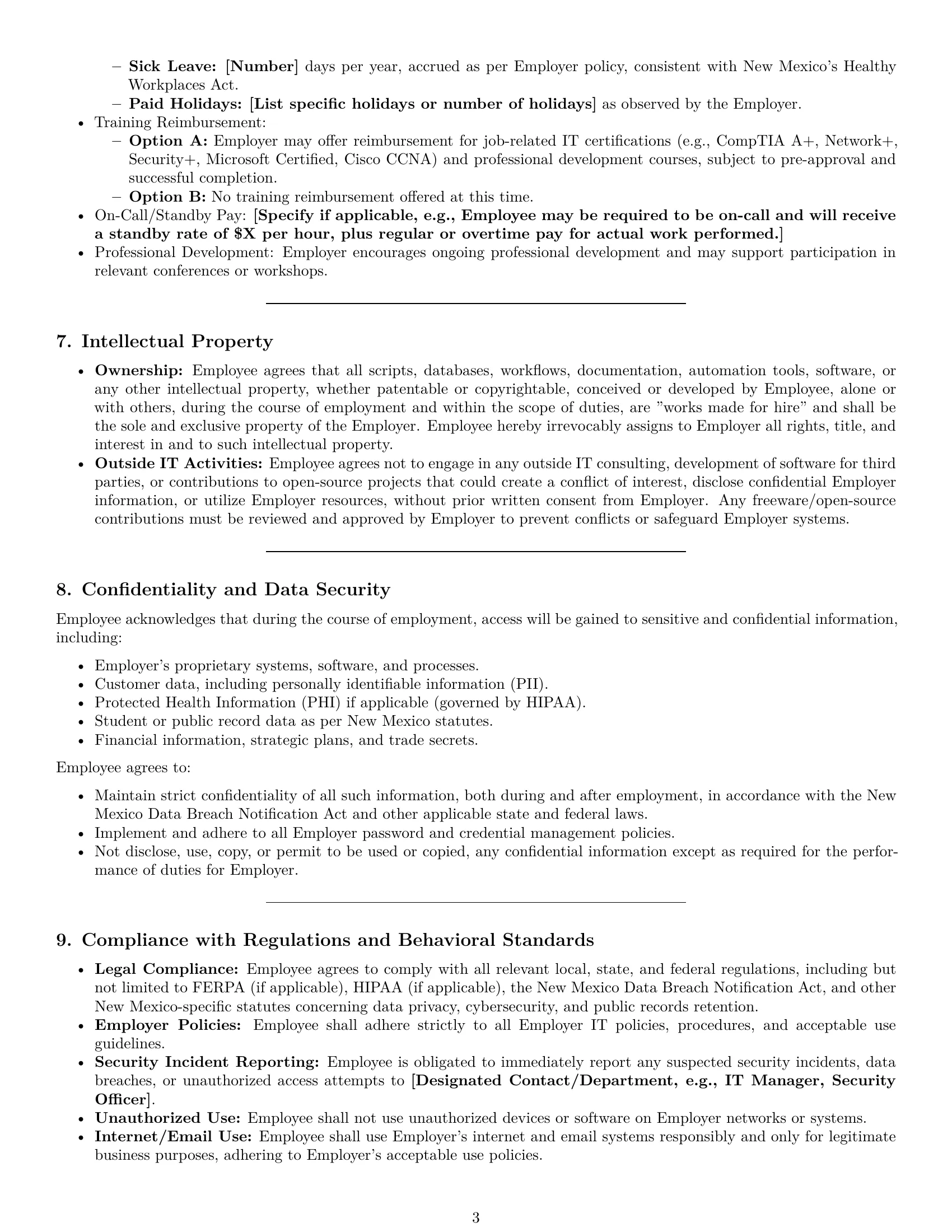 Preview page 3 of Pro New Mexico IT assistant employment contract template