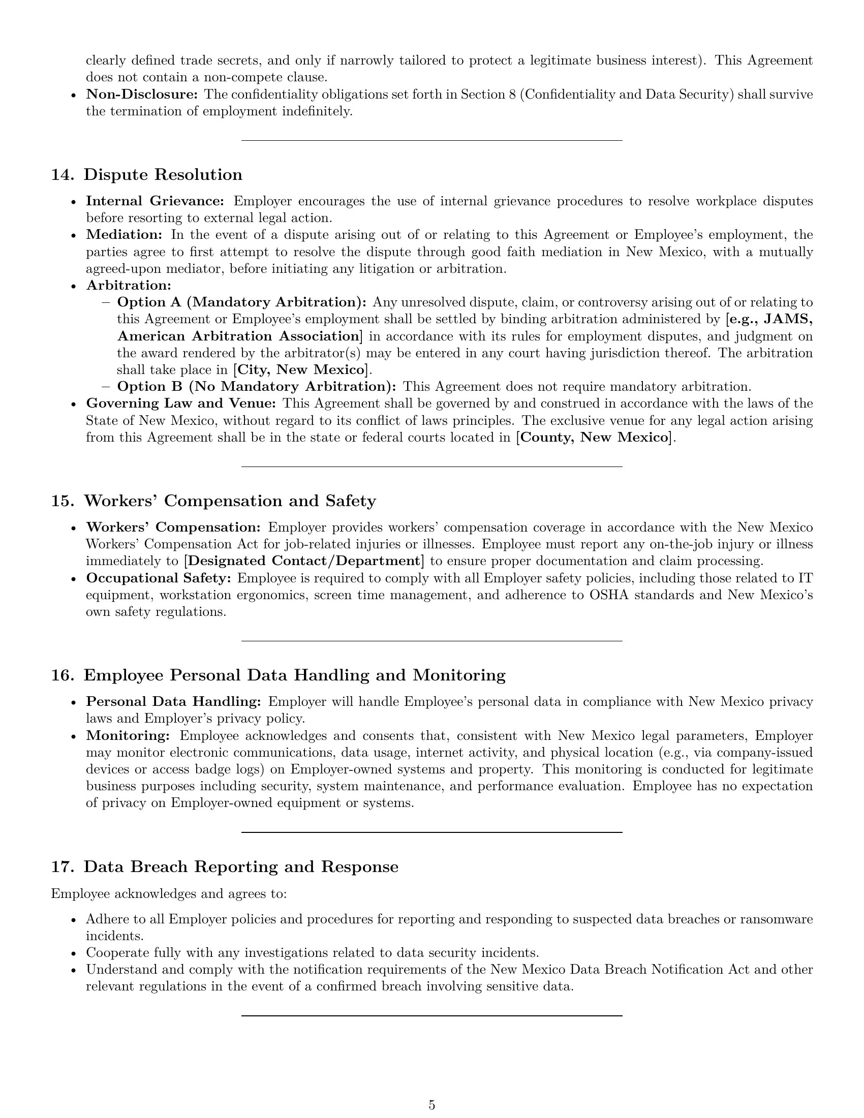Preview page 5 of Pro New Mexico IT assistant employment contract template