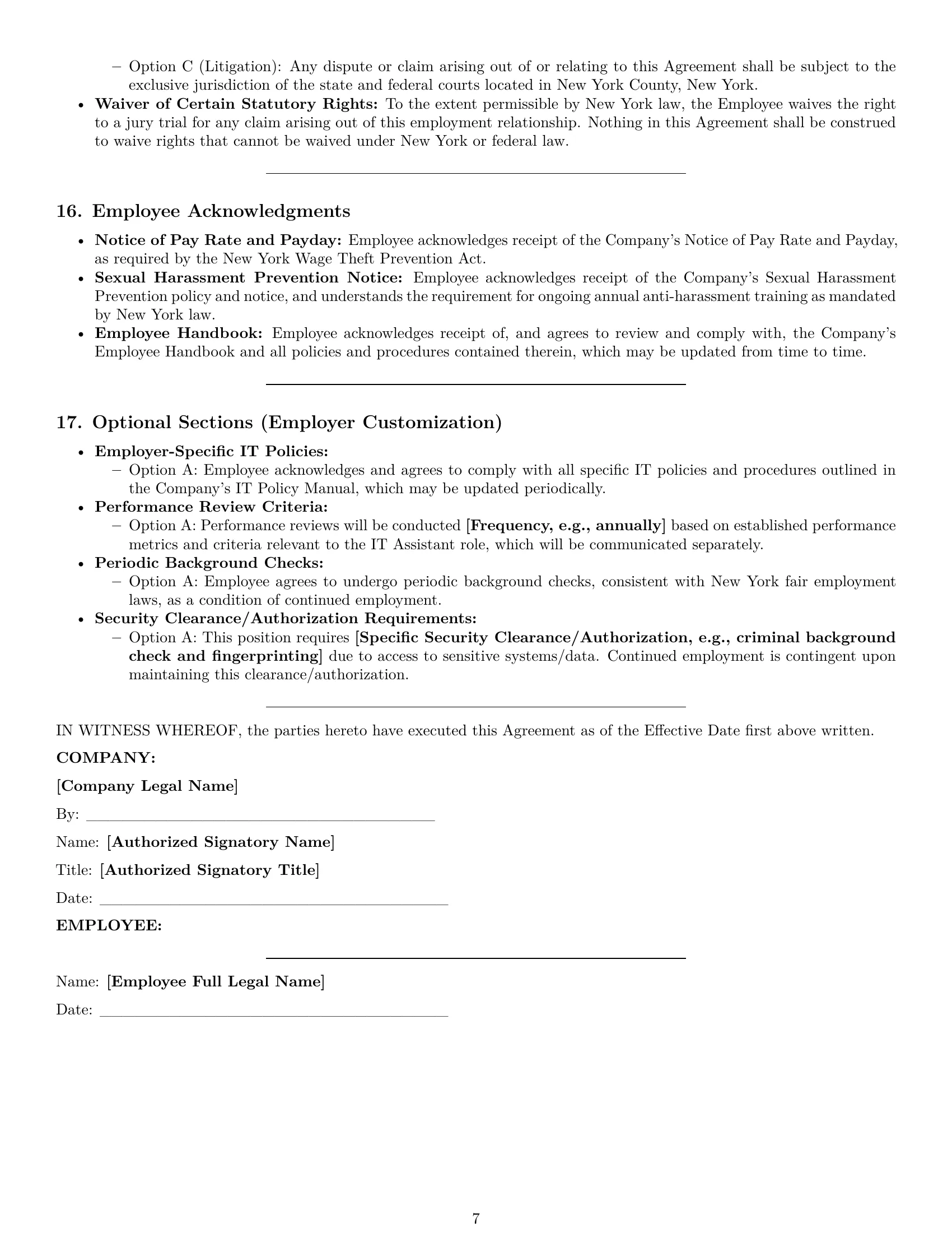 Preview page 7 of Pro New York IT assistant employment contract template