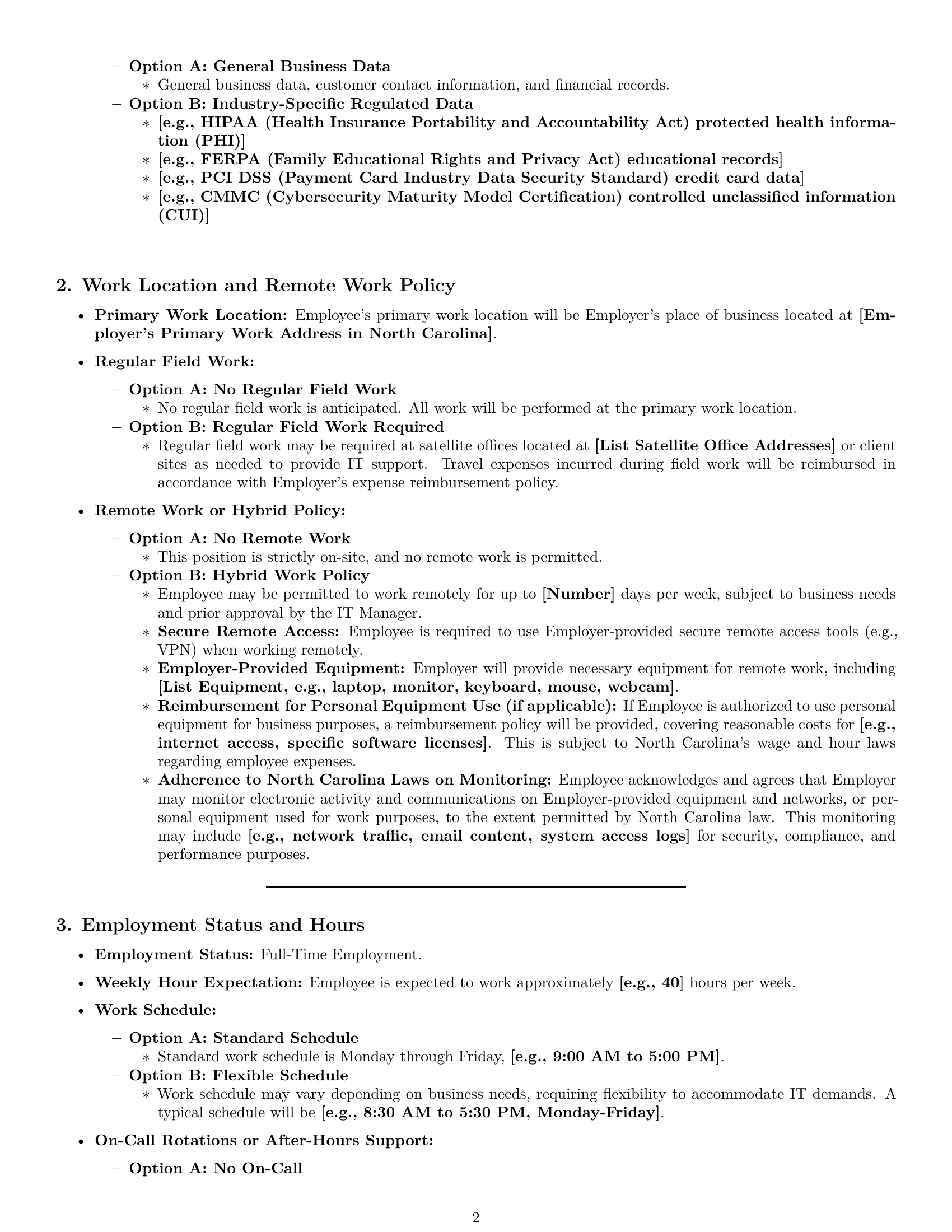 Preview page 2 of Pro North Carolina IT assistant employment contract template