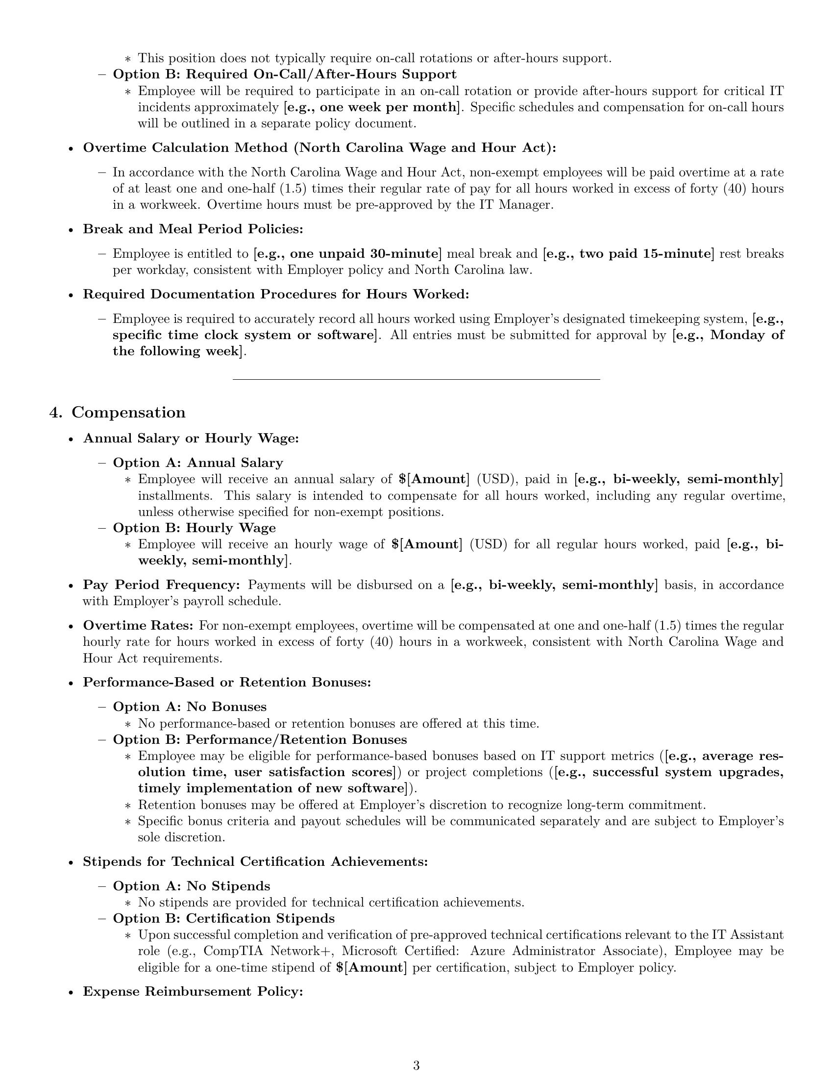 Preview page 3 of Pro North Carolina IT assistant employment contract template