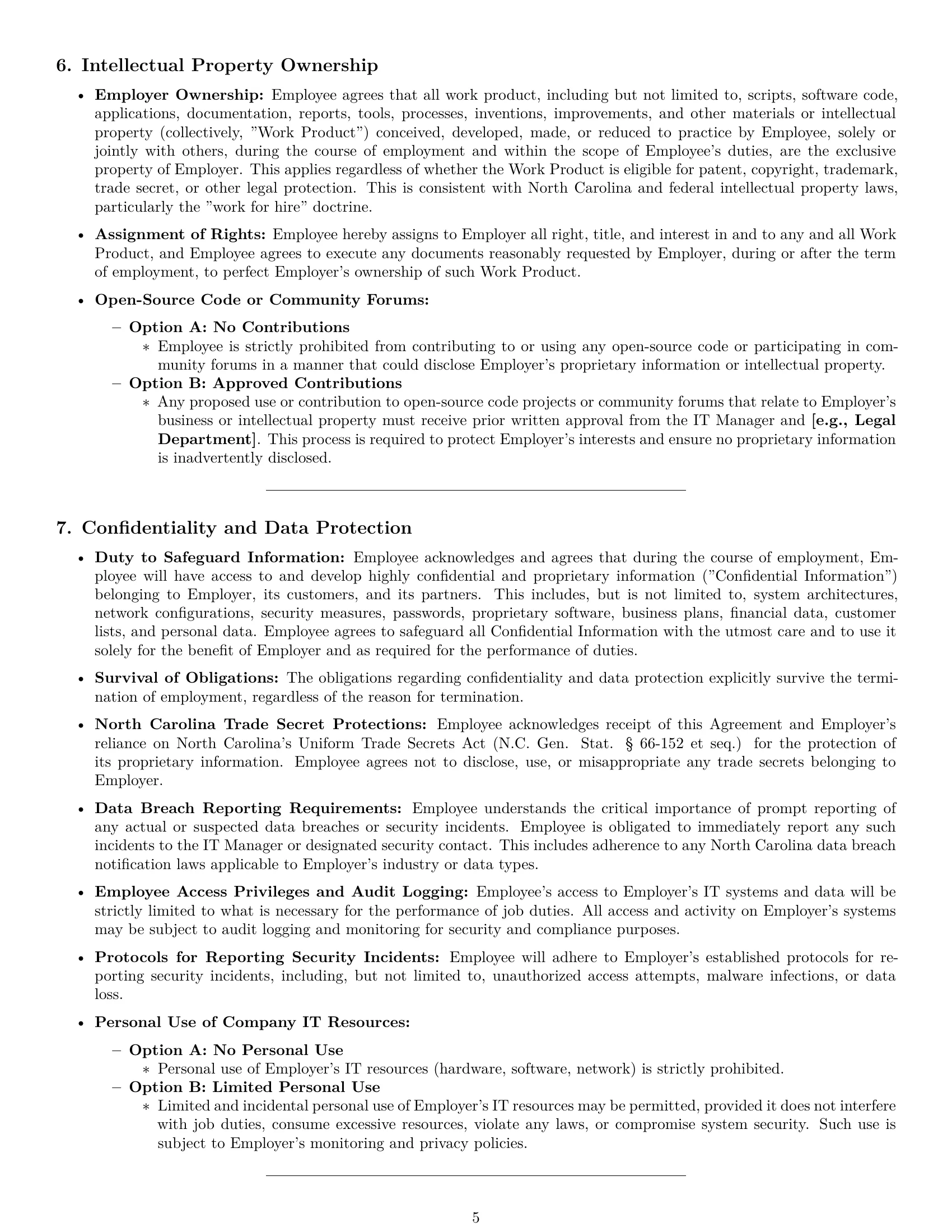 Preview page 5 of Pro North Carolina IT assistant employment contract template