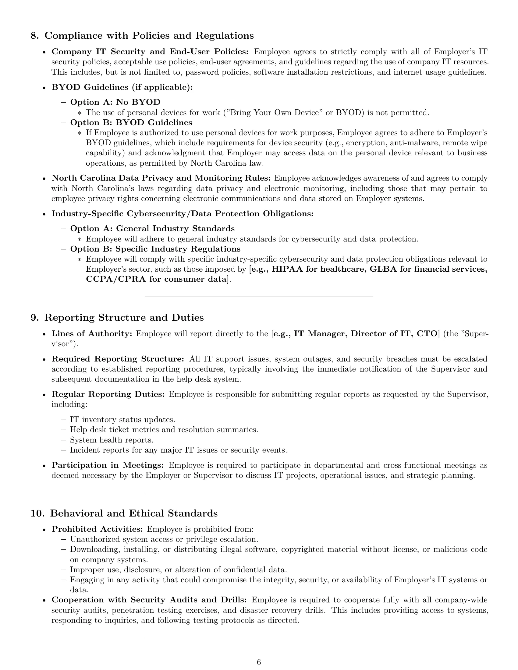 Preview page 6 of Pro North Carolina IT assistant employment contract template