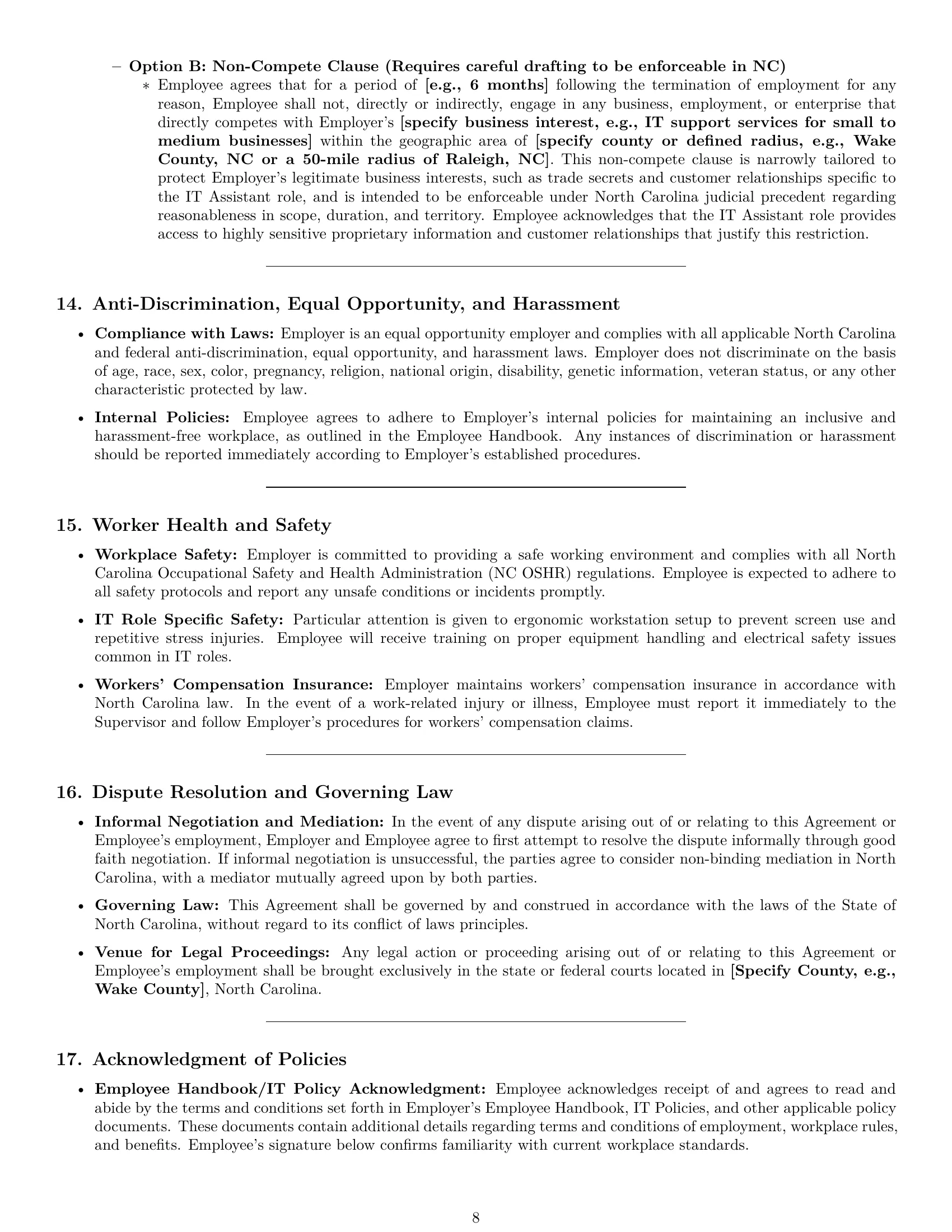 Preview page 8 of Pro North Carolina IT assistant employment contract template