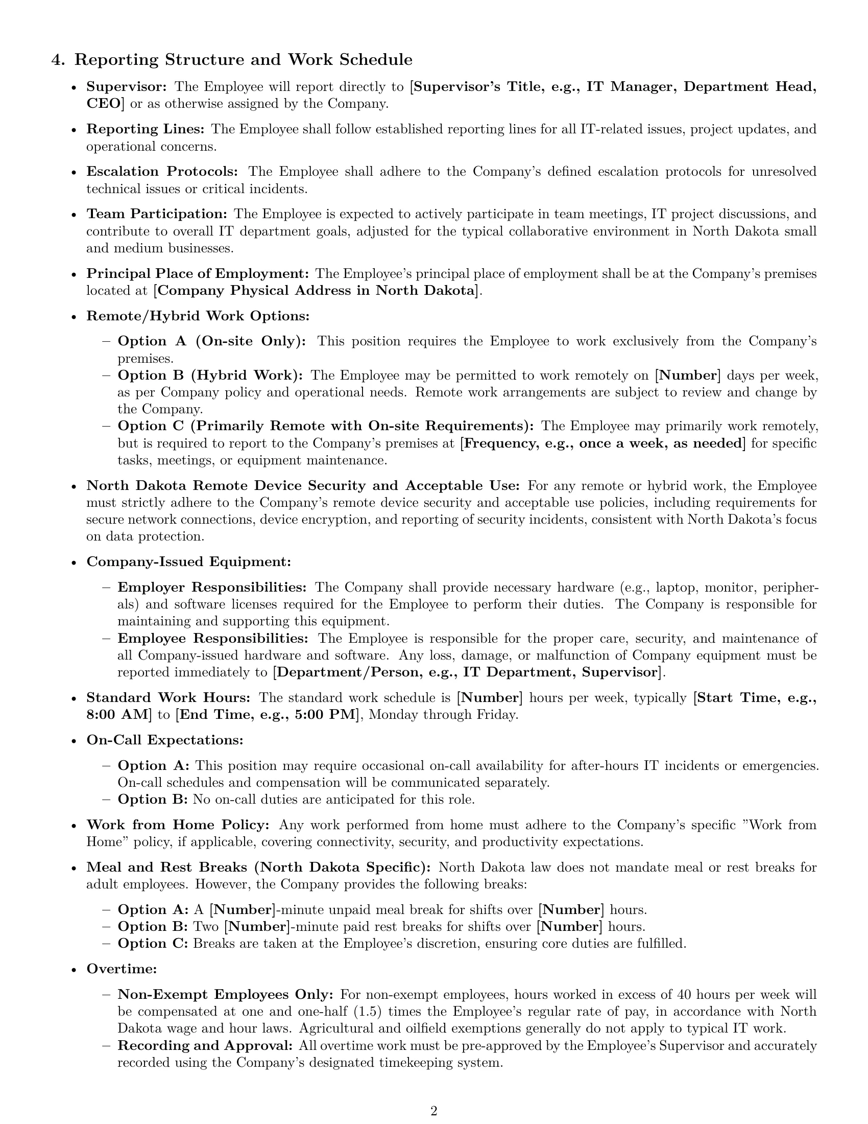 Preview page 2 of Pro North Dakota IT assistant employment contract template
