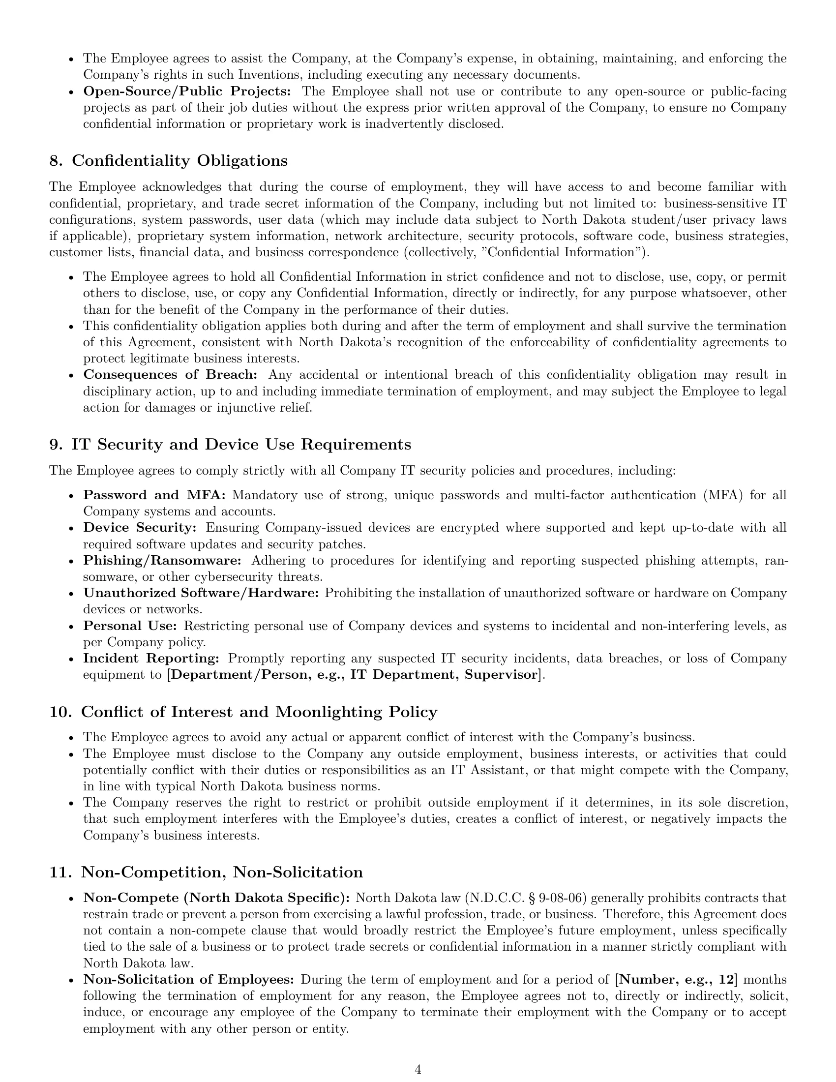 Preview page 4 of Pro North Dakota IT assistant employment contract template