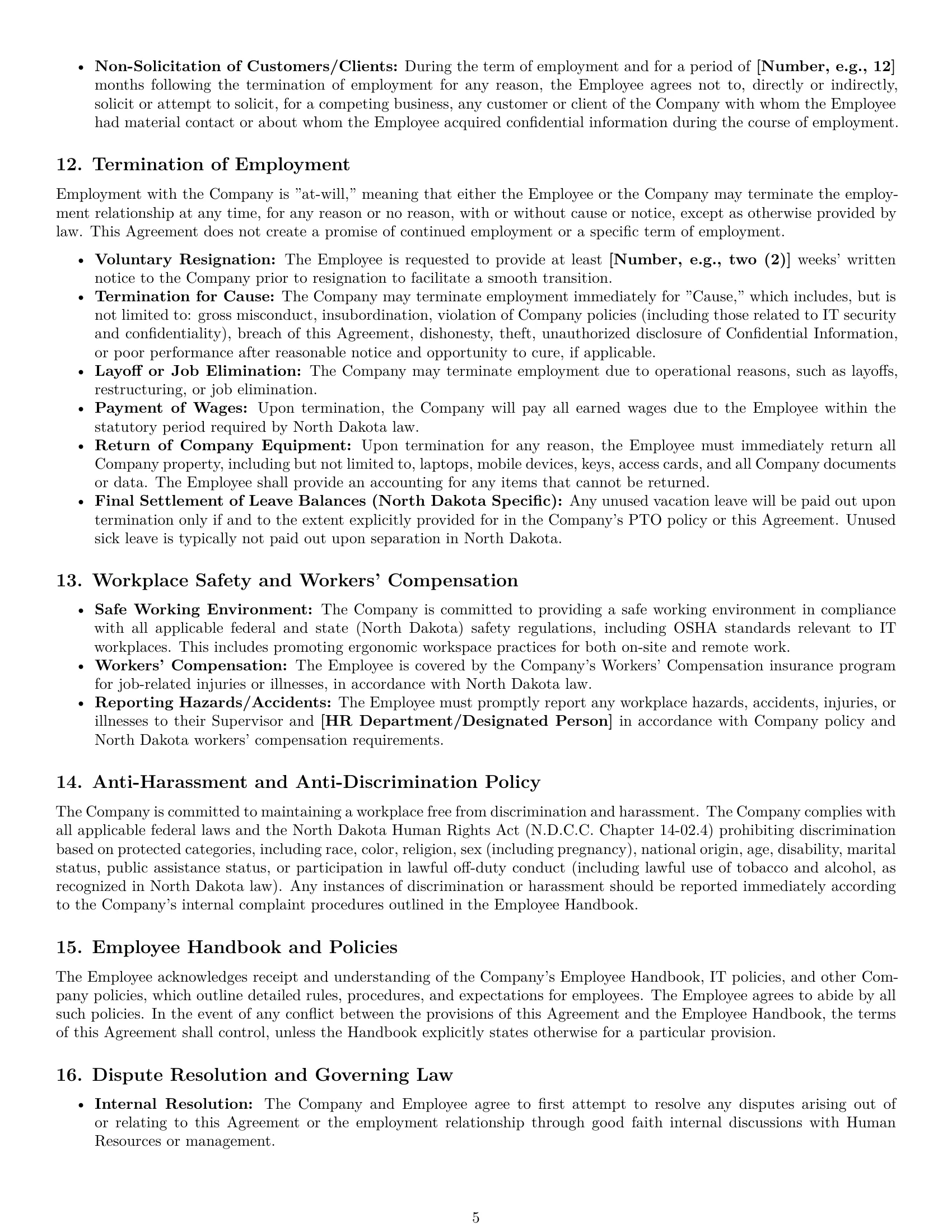 Preview page 5 of Pro North Dakota IT assistant employment contract template