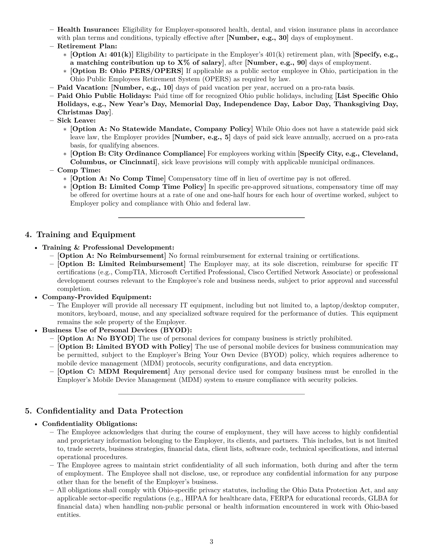 Preview page 3 of Pro Ohio IT assistant employment contract template