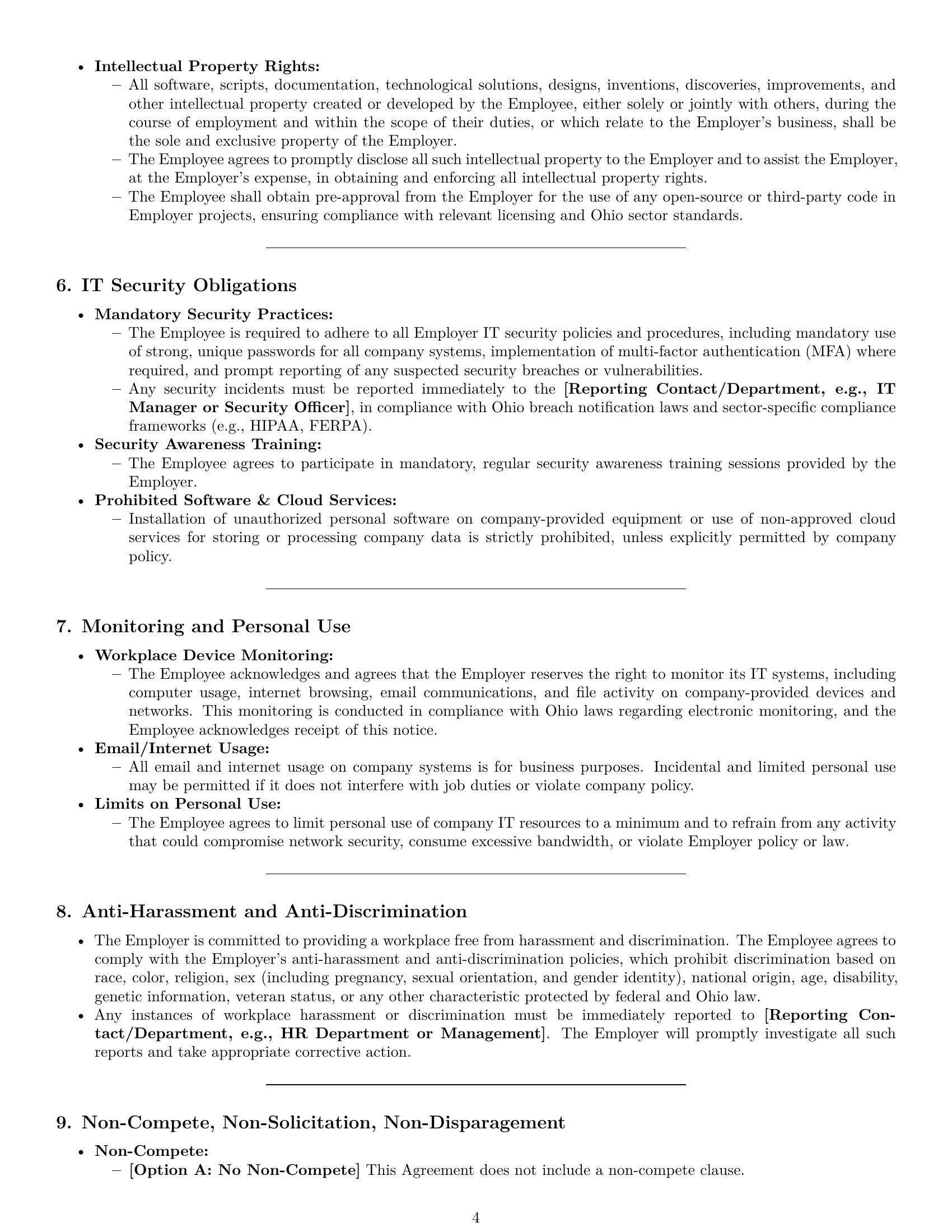 Preview page 4 of Pro Ohio IT assistant employment contract template